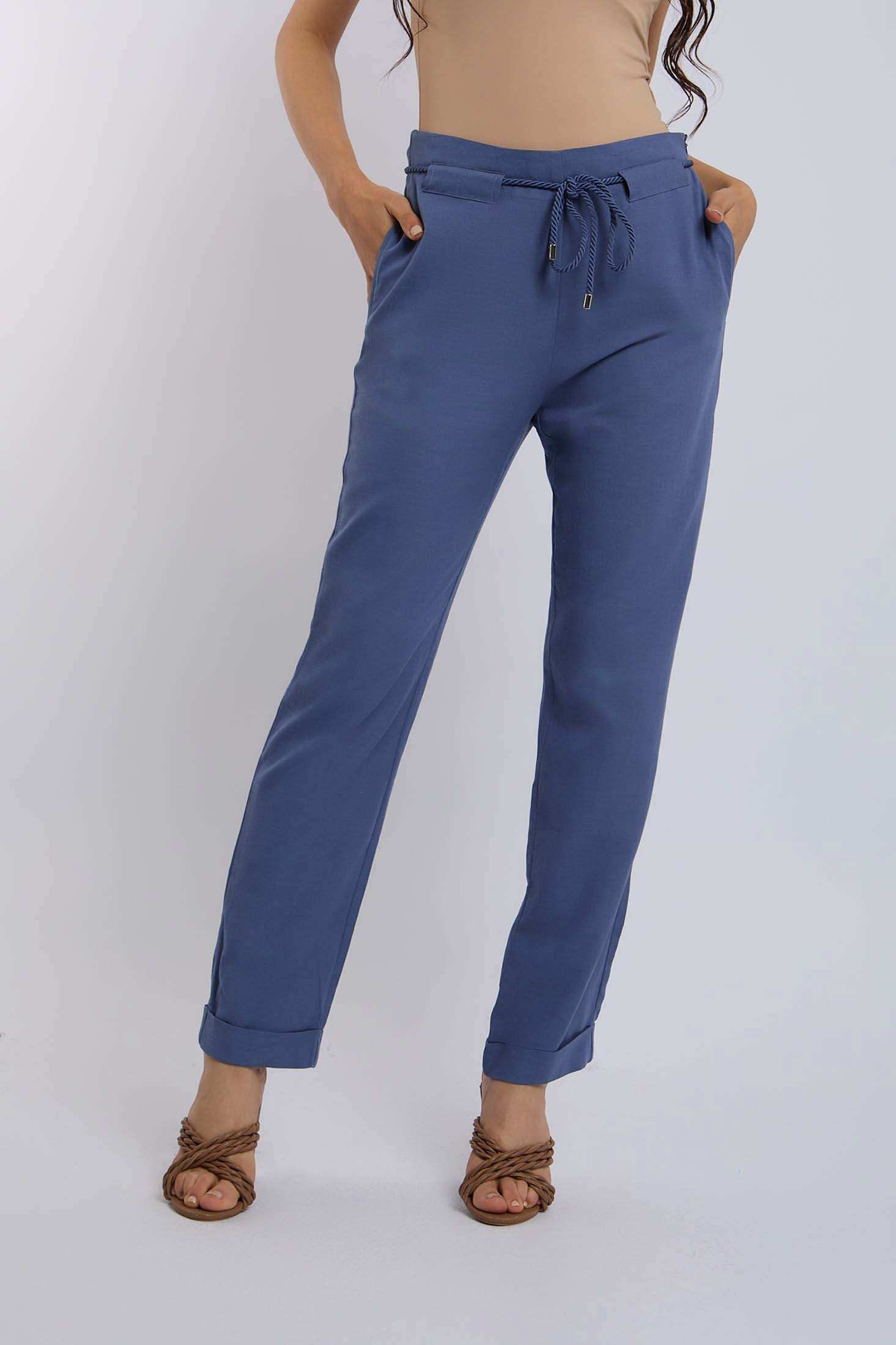 Dalydress women's blue drawstring trousers with pockets, urban casual style