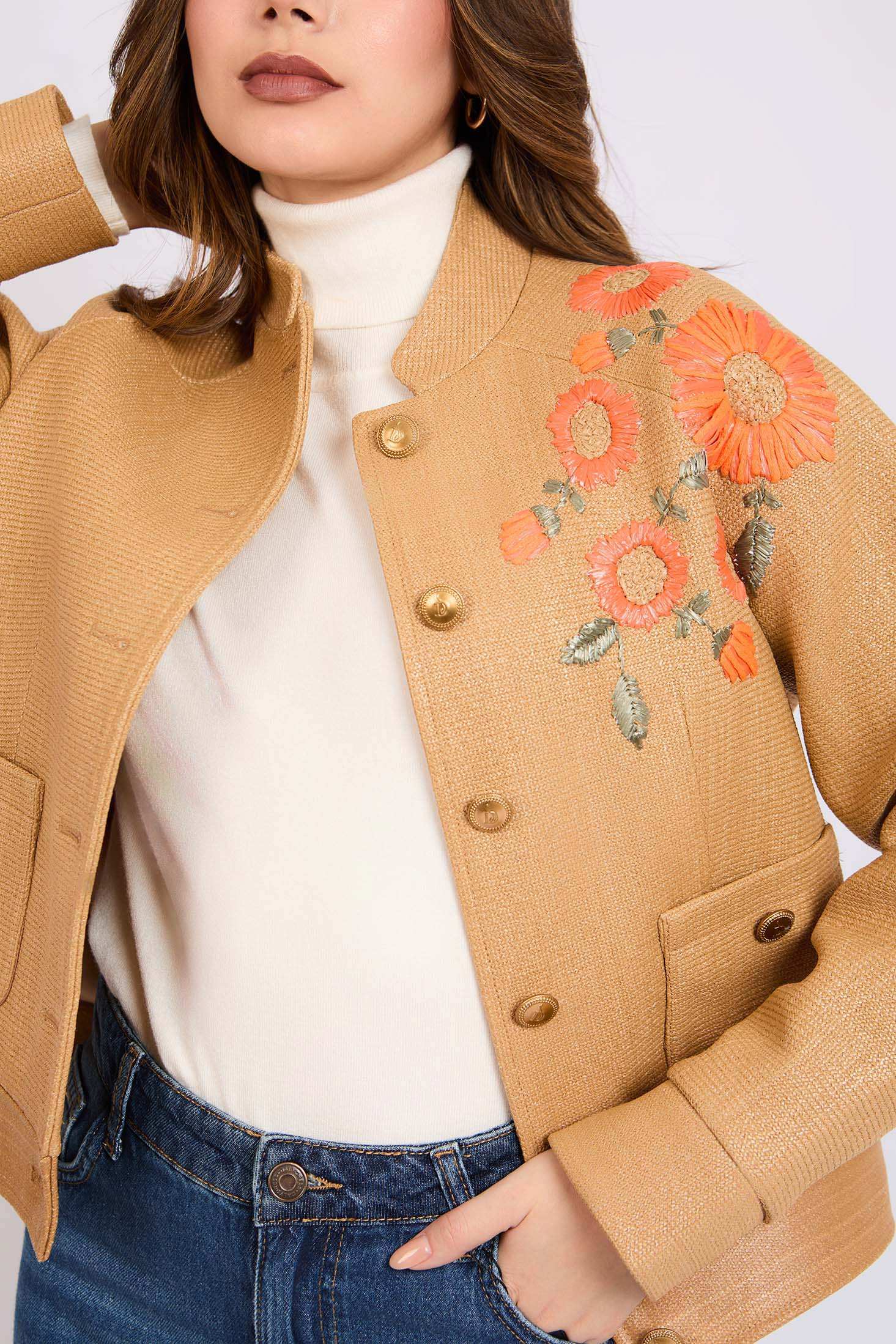 Women Regular Fit Jacket Brown