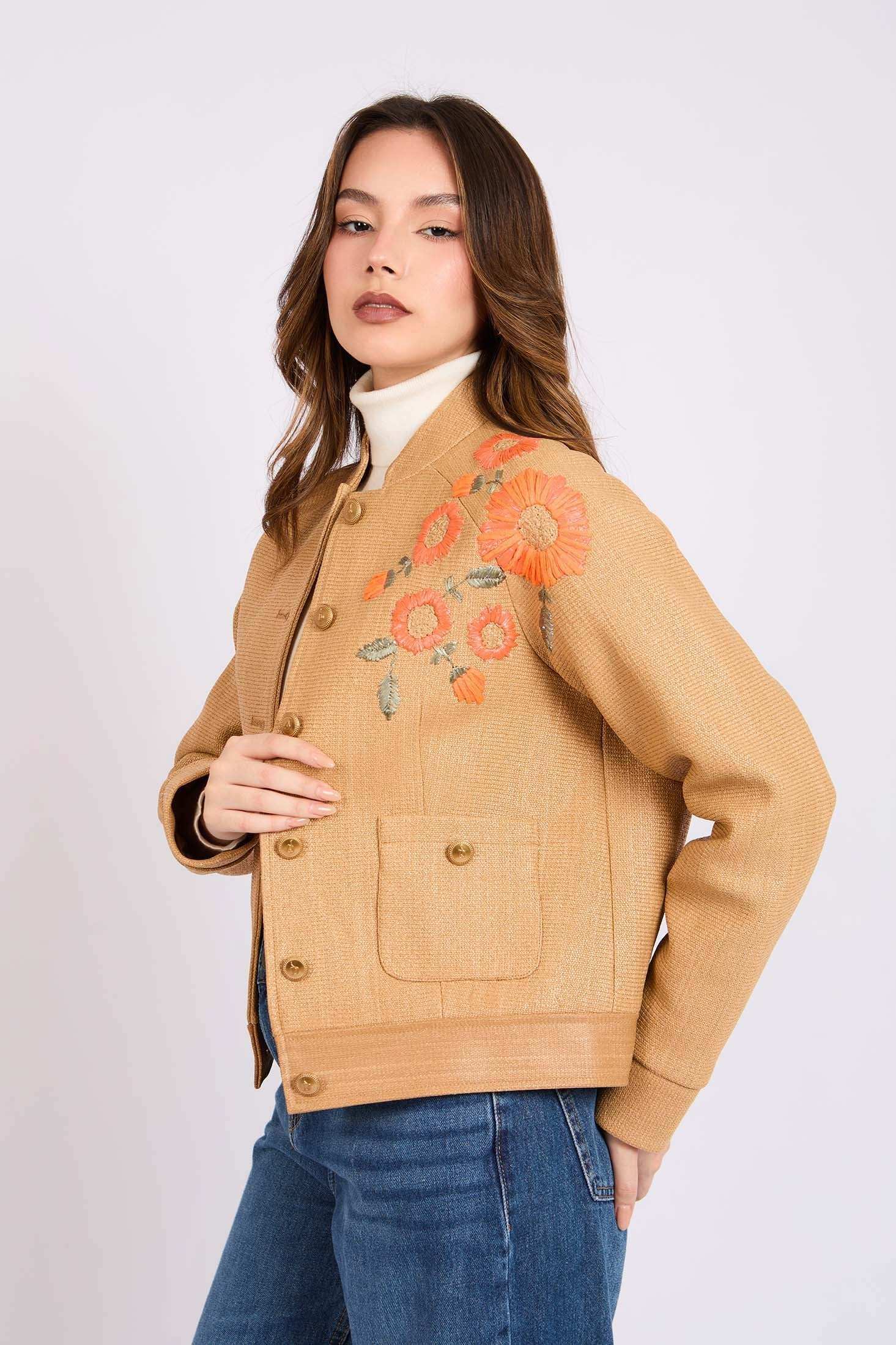 Women Regular Fit Jacket Brown