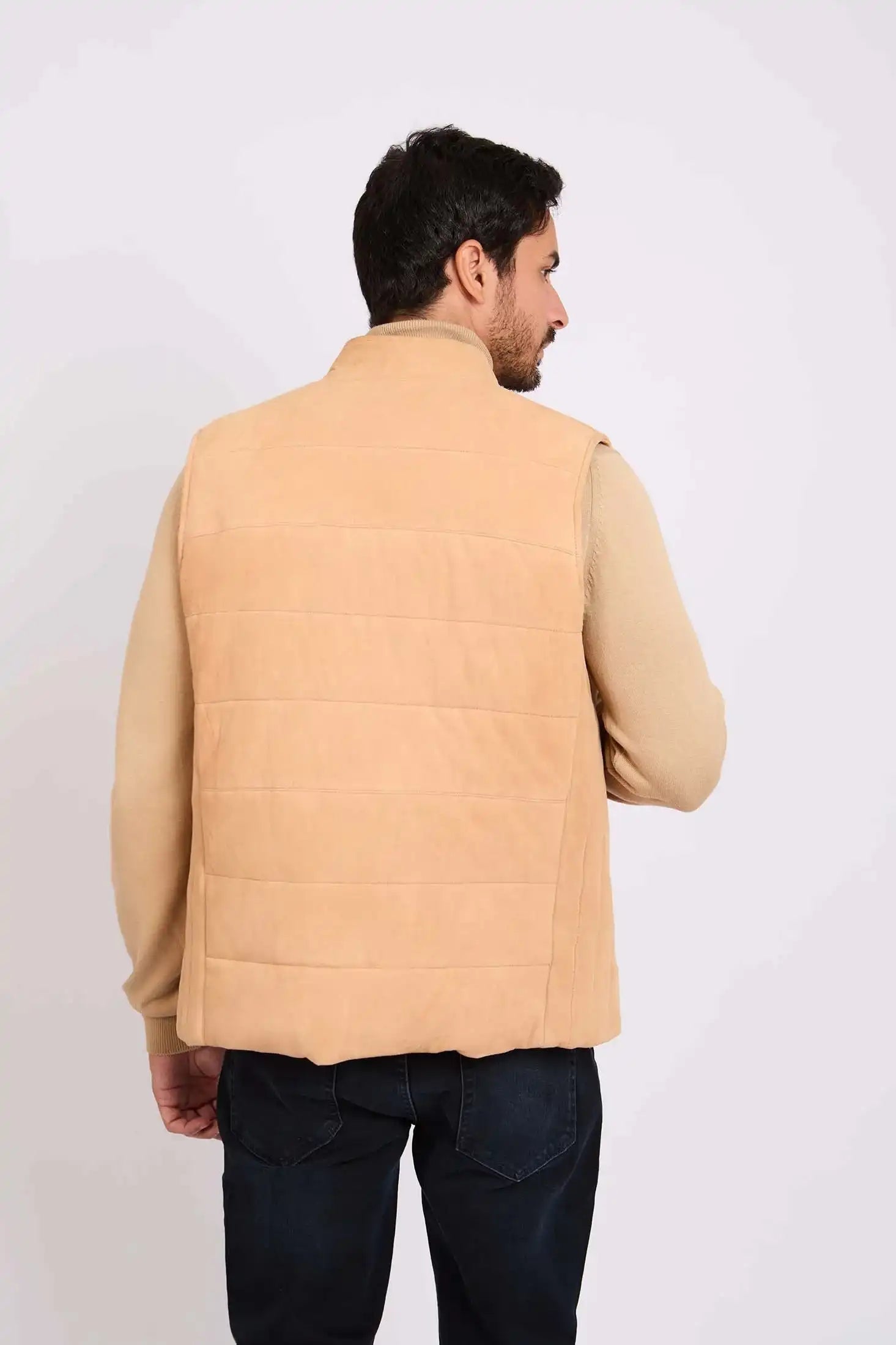 Men Regular Fit Vest Brown