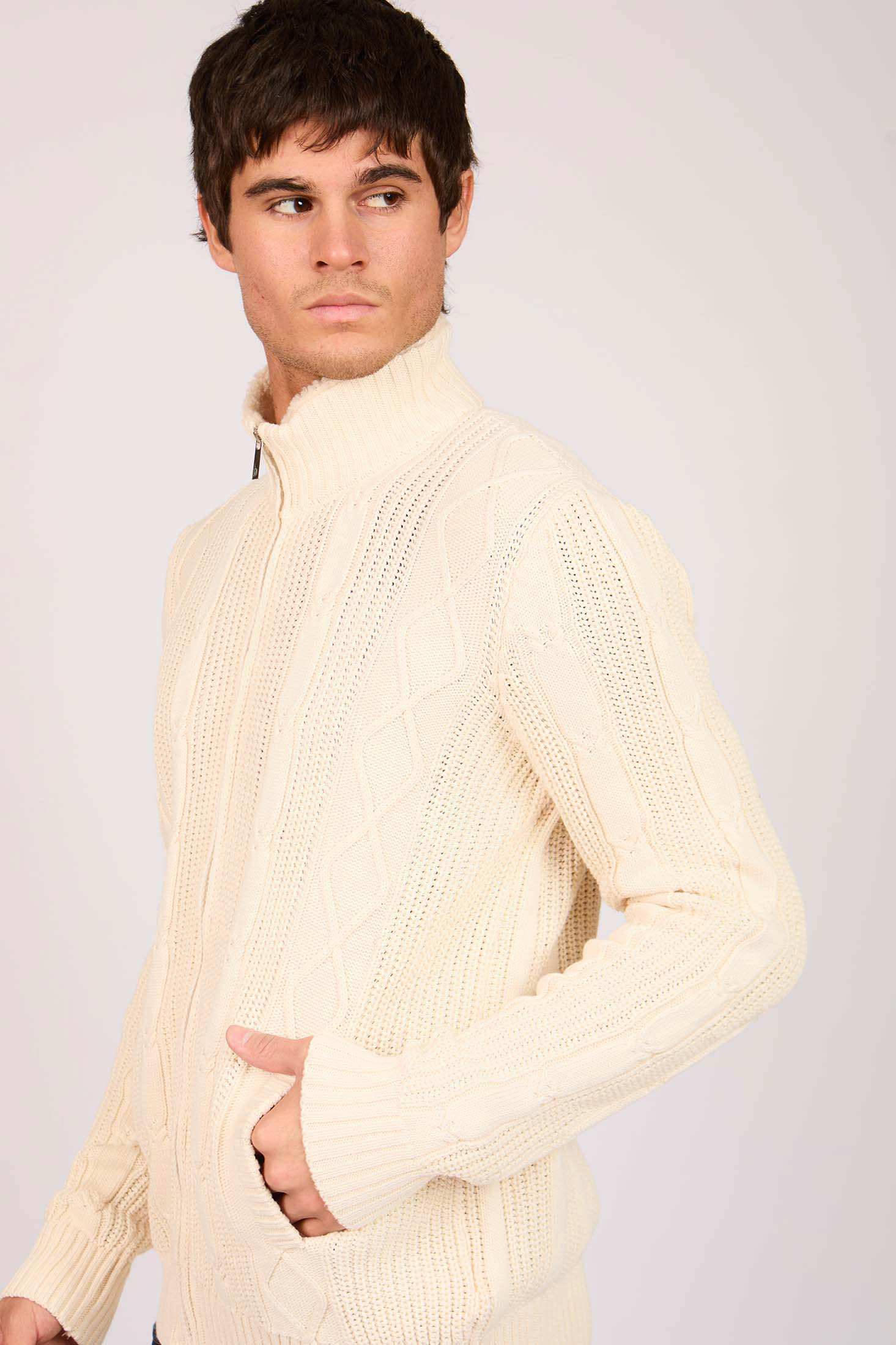 Men Regular Fit Cardigan Off White