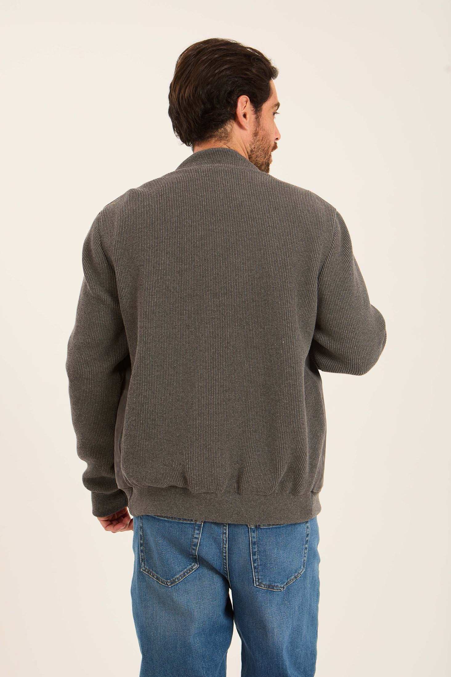 Men Suede Genuine Leather Jacket Grey