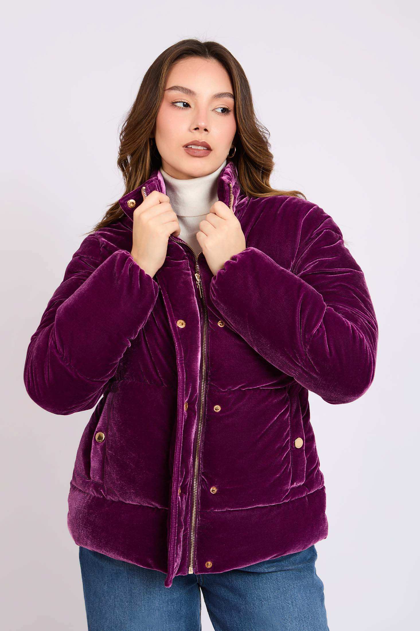 Women Regular Fit Jacket Purple