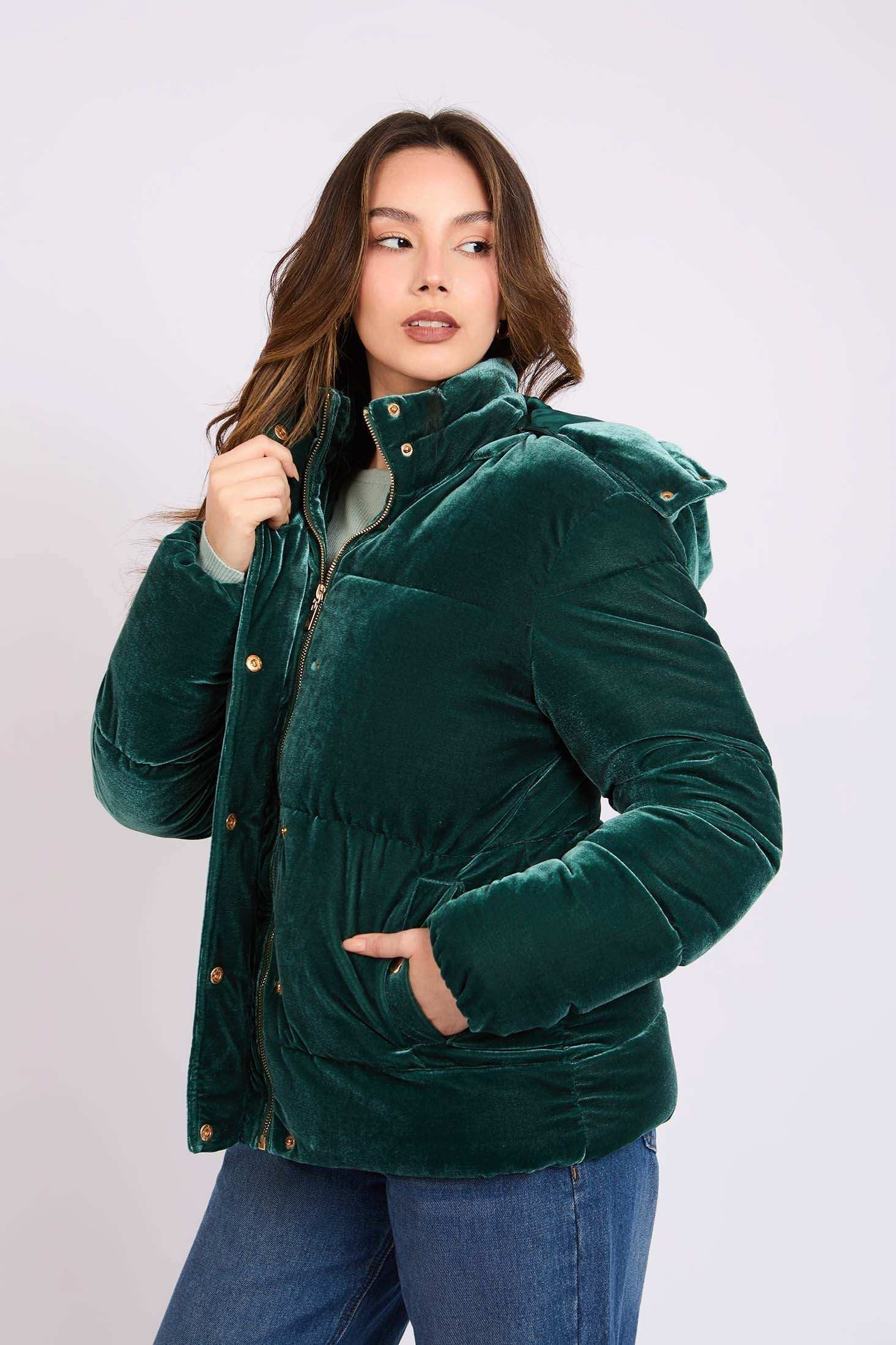 Women Regular Fit Jacket Green