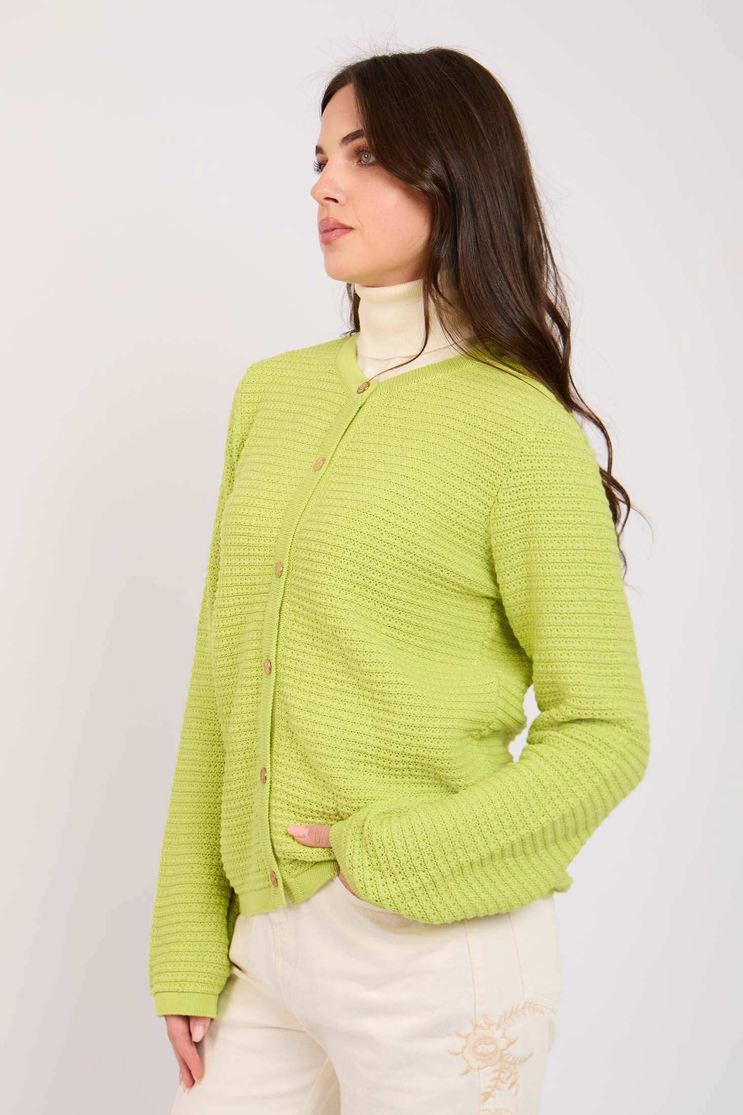 Women Regular Fit Cardigan Green