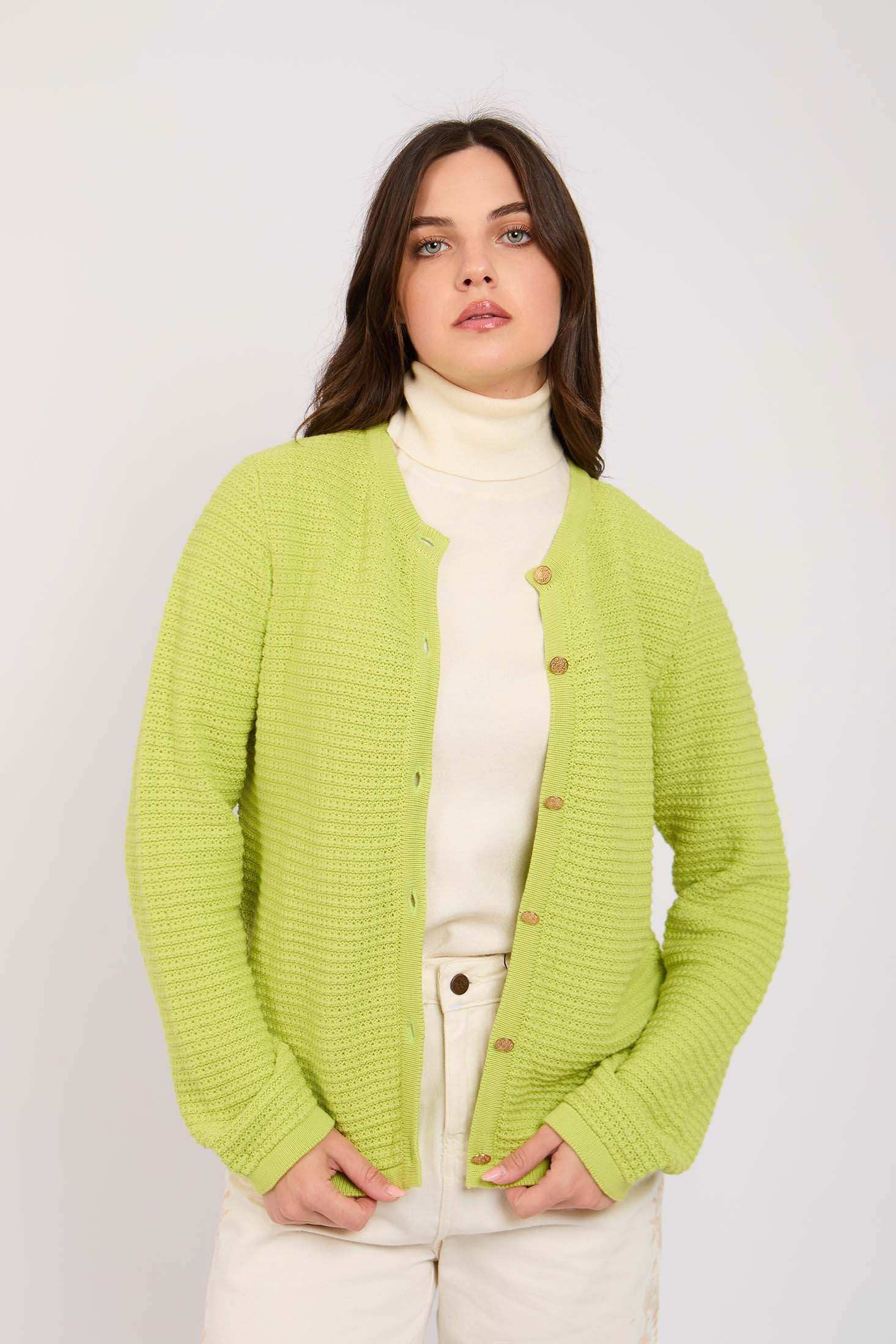 Women Regular Fit Cardigan Green