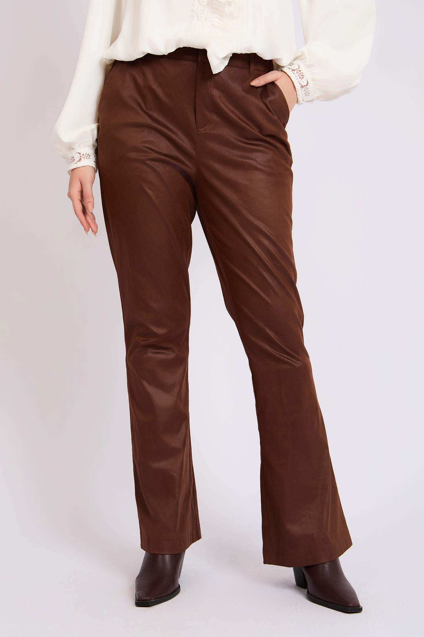 Women Regular Fit Pants Brown