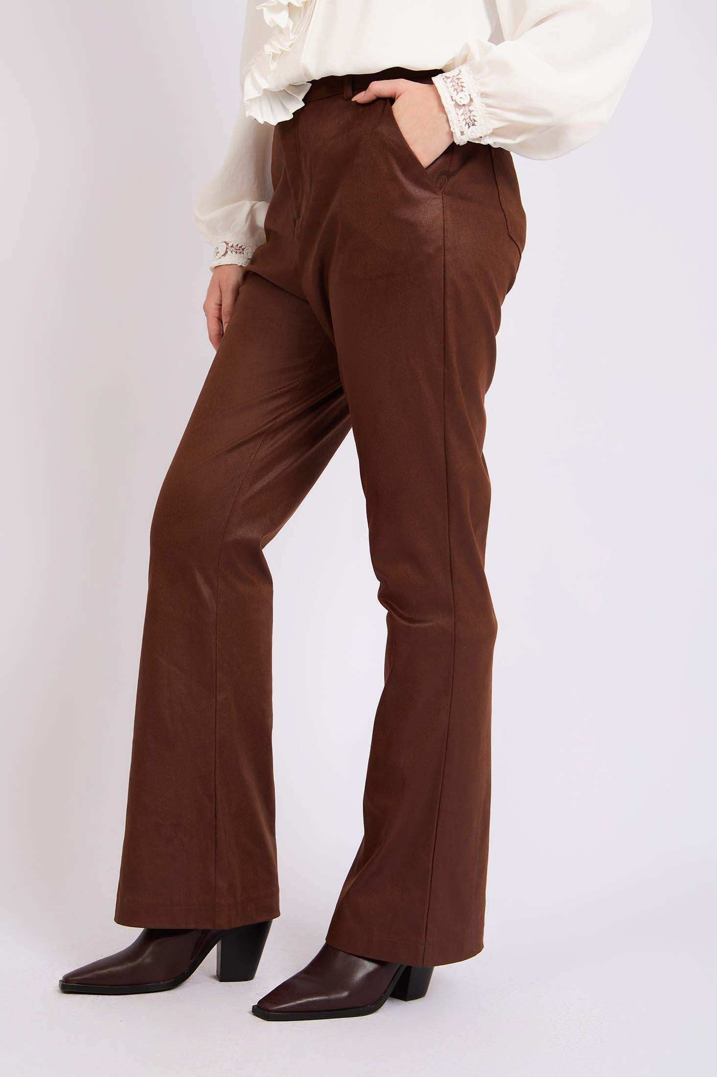 Women Regular Fit Pants Brown
