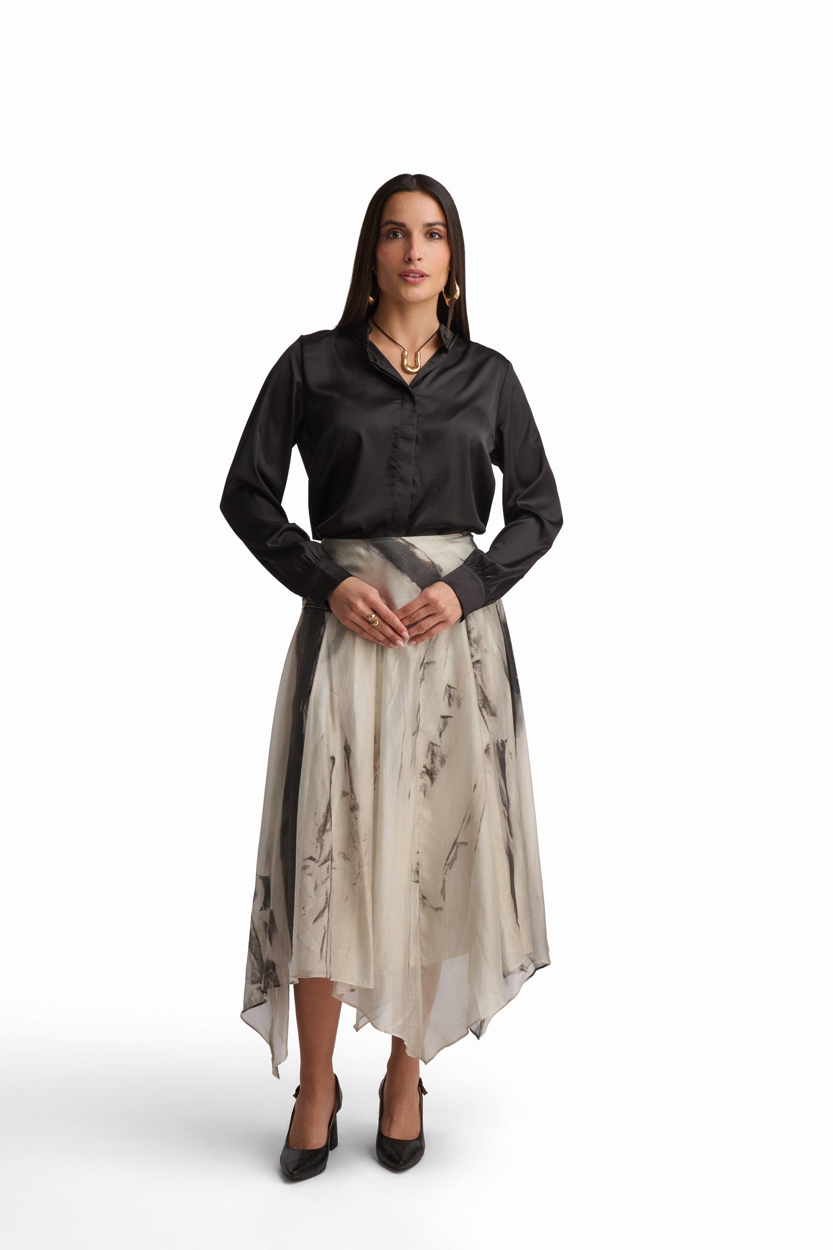 Tie-Neck Elegant Satin Blouse