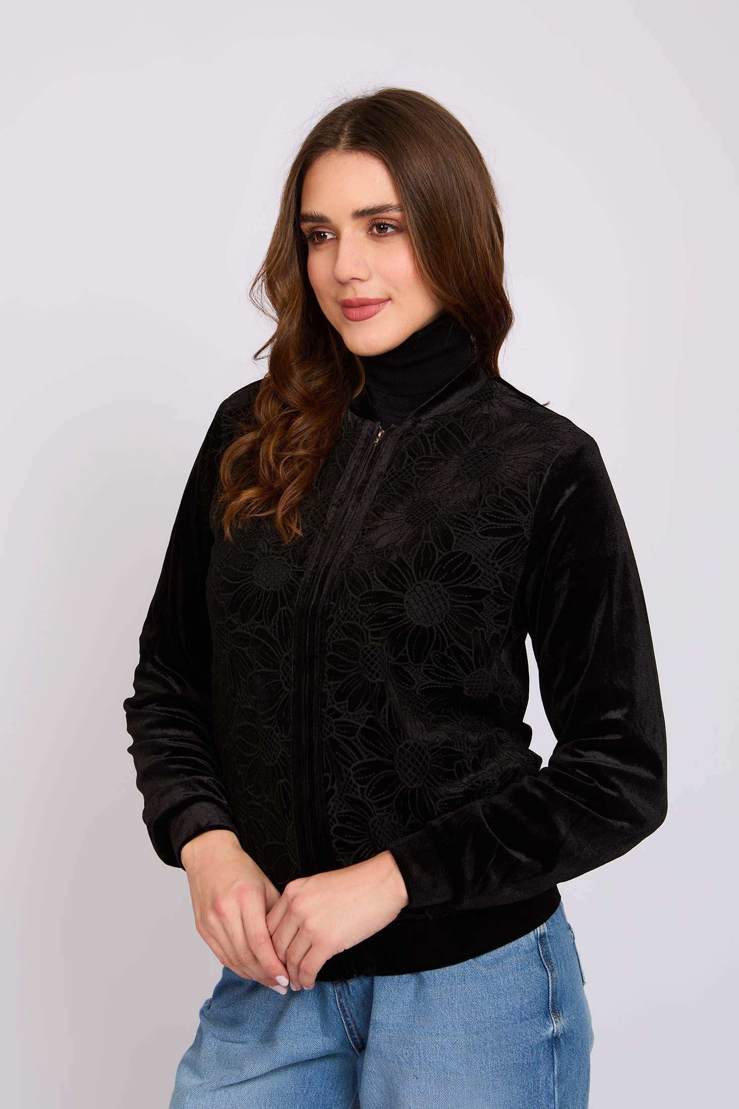 Women Regular Fit Jacket Black