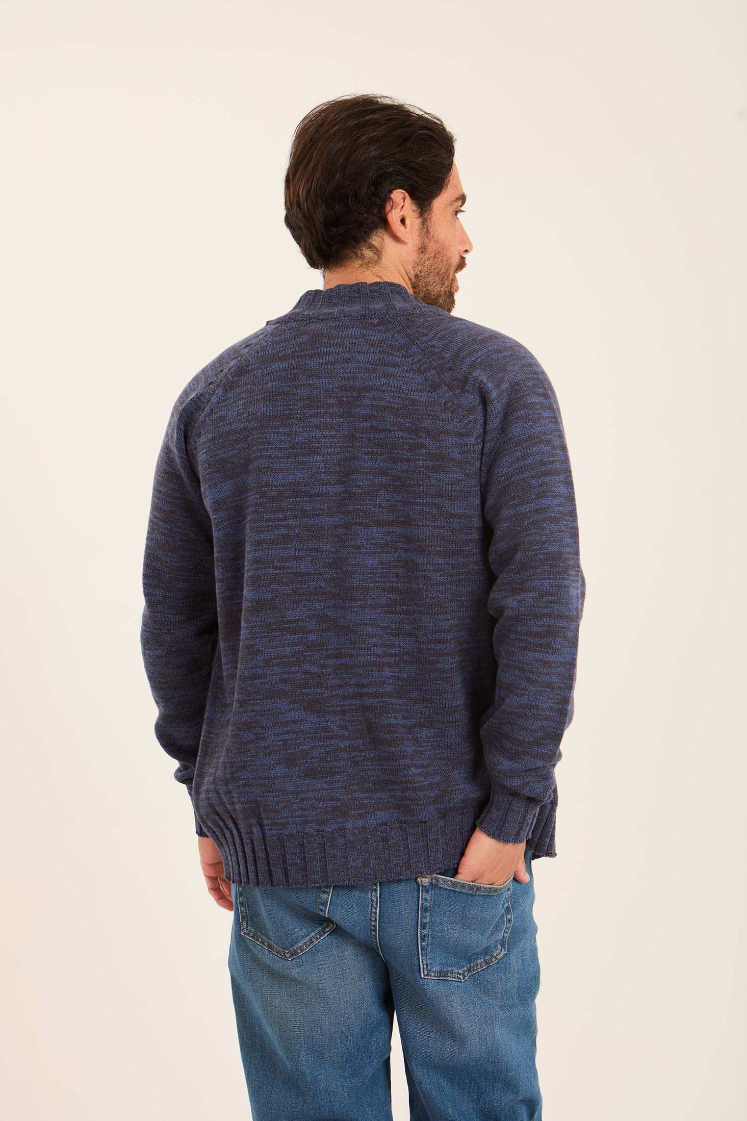 Men High Collar Cardigan Multicolor
