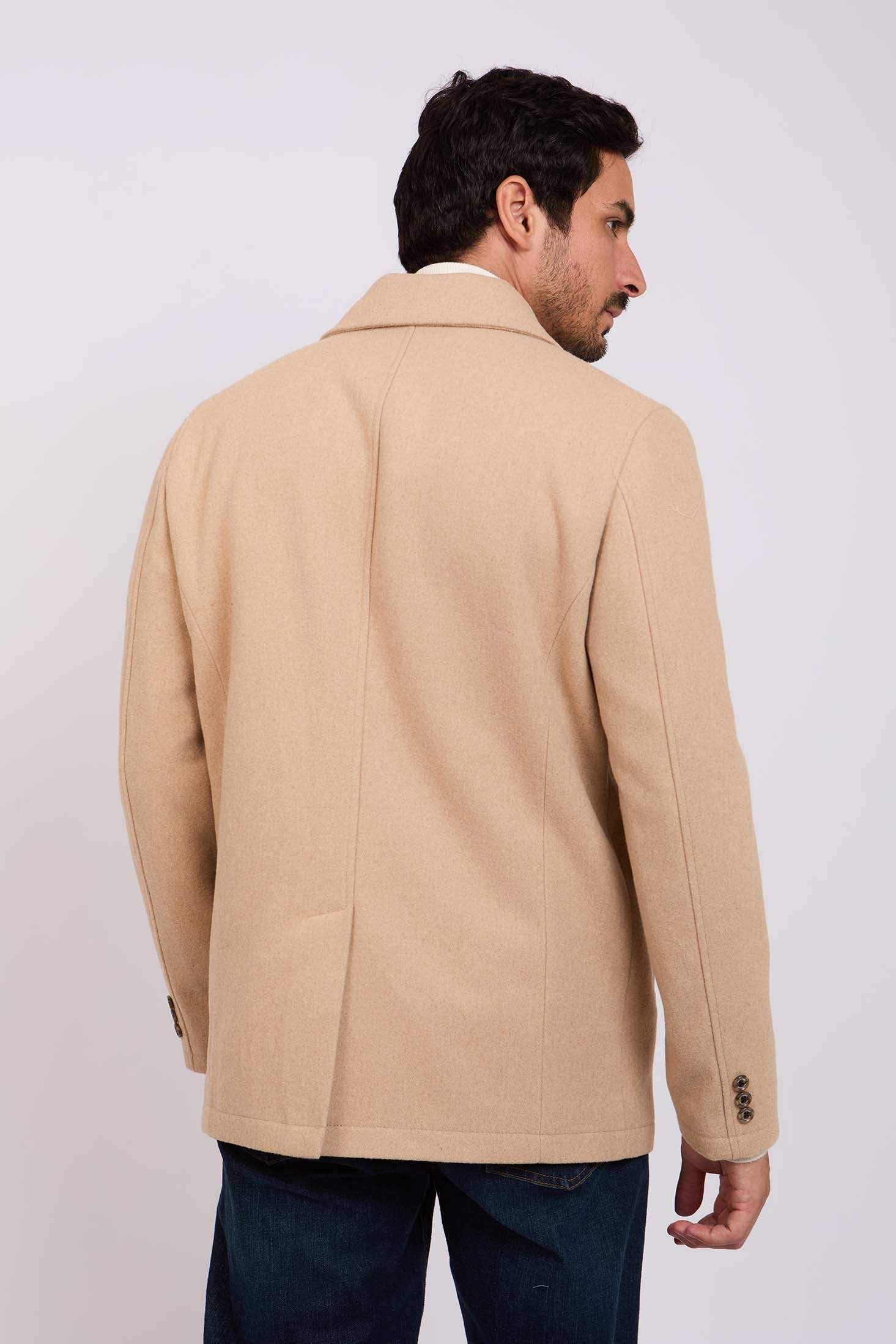 Men Regular Fit Coat Brown