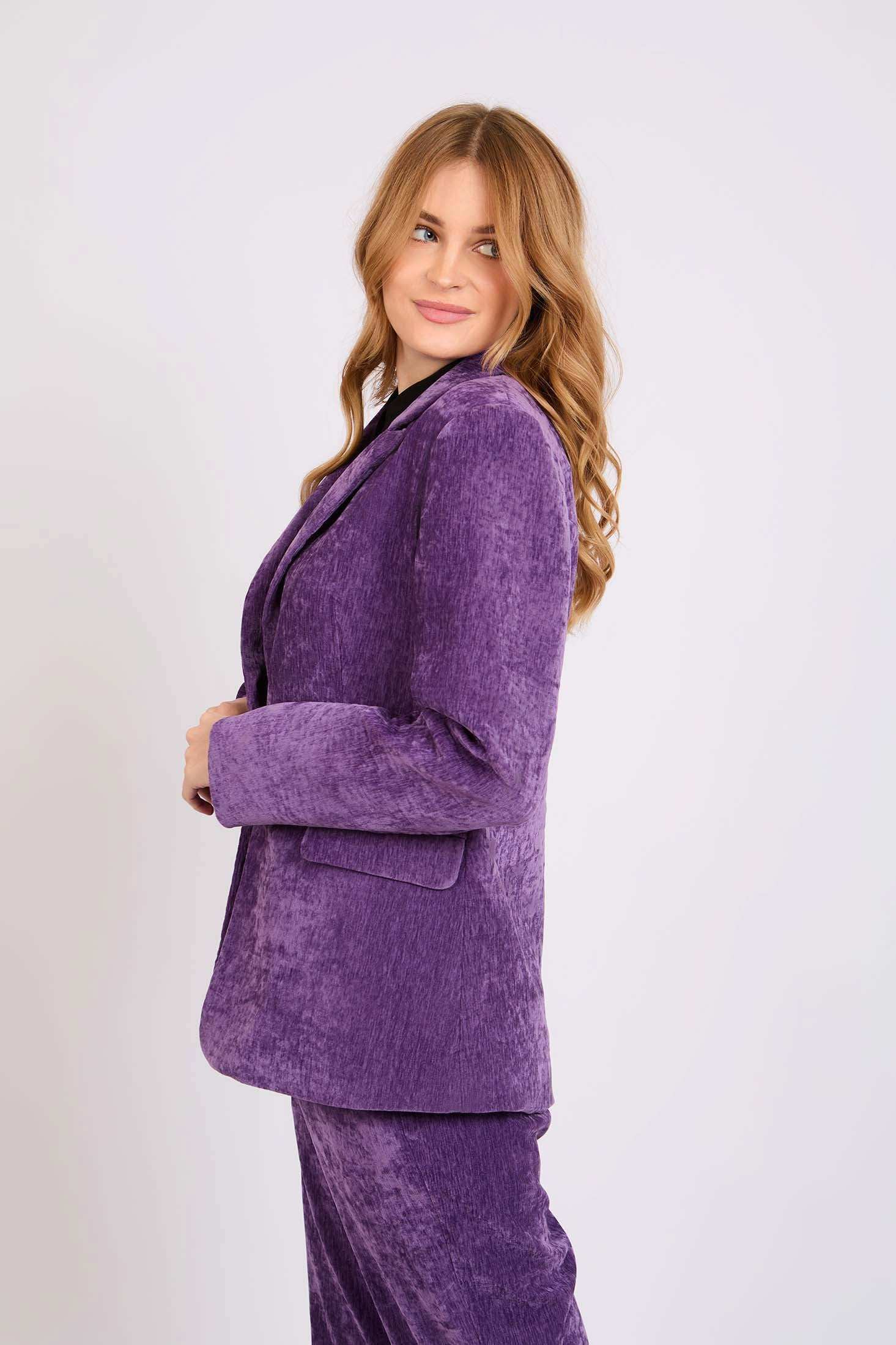 Women Regular Fit Blazer Purple