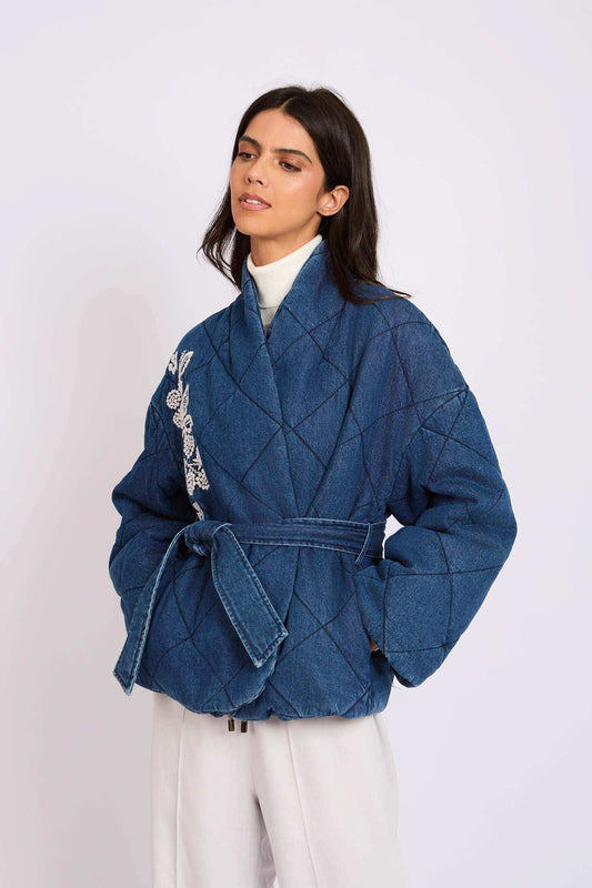 Women Regular Fit Kimono Dark Blue