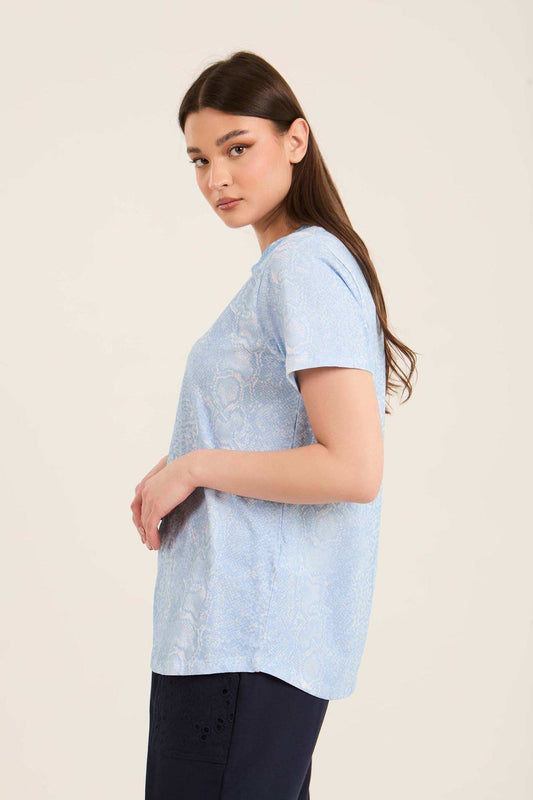 Regular Fit Snake Pattern Comfy Tee
