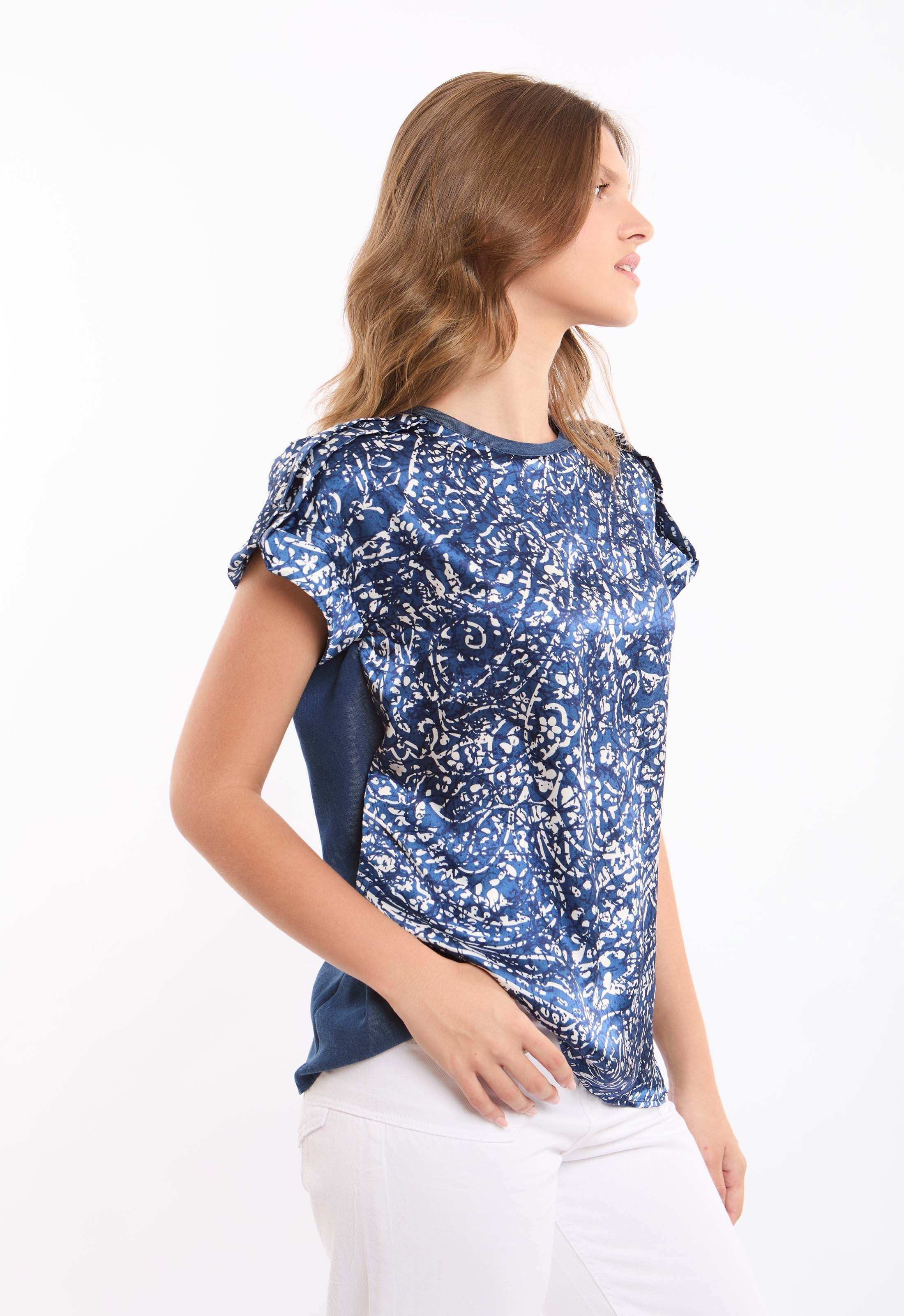 Patterned Short Sleeves Lyocell Top