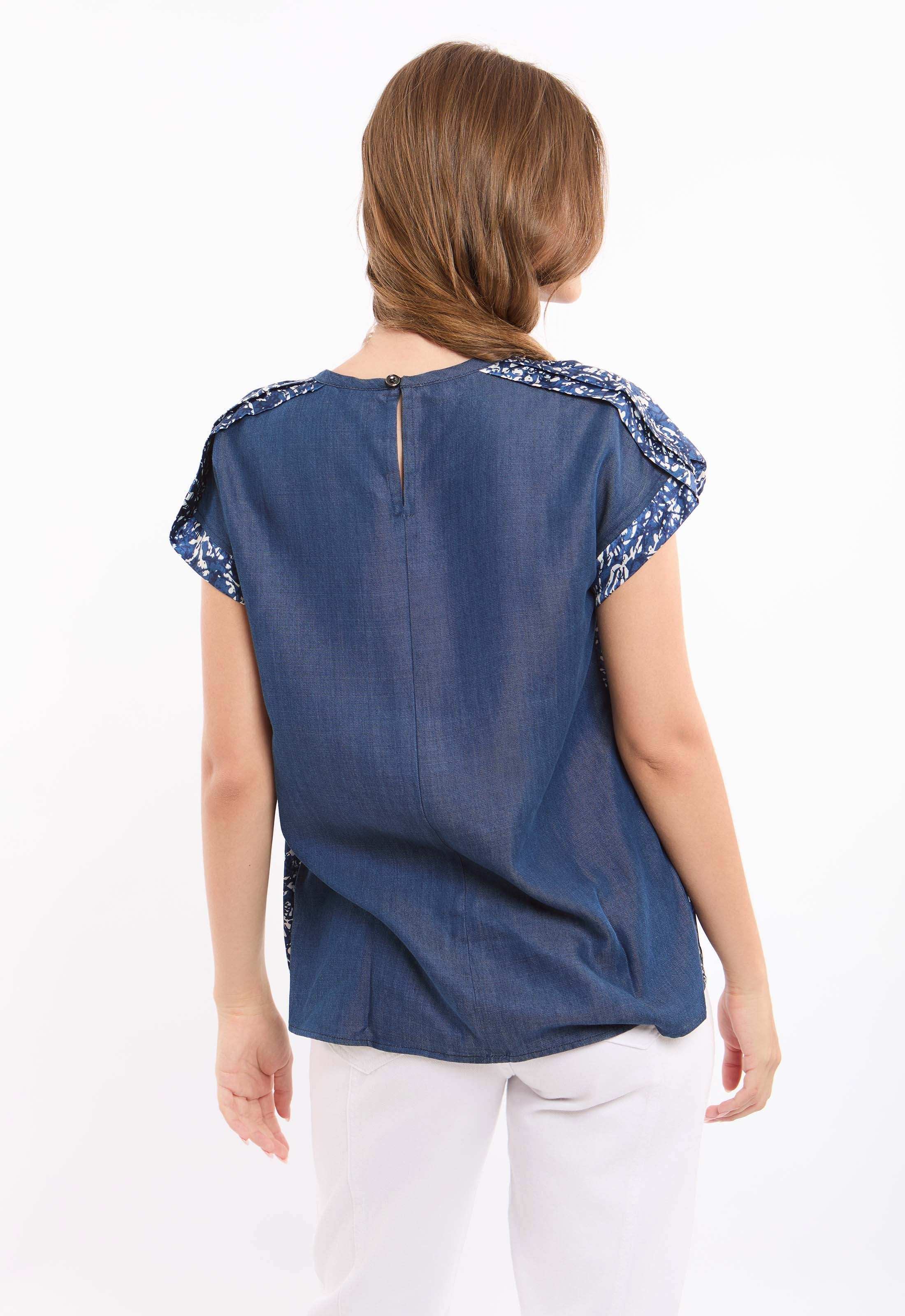 Patterned Short Sleeves Lyocell Top