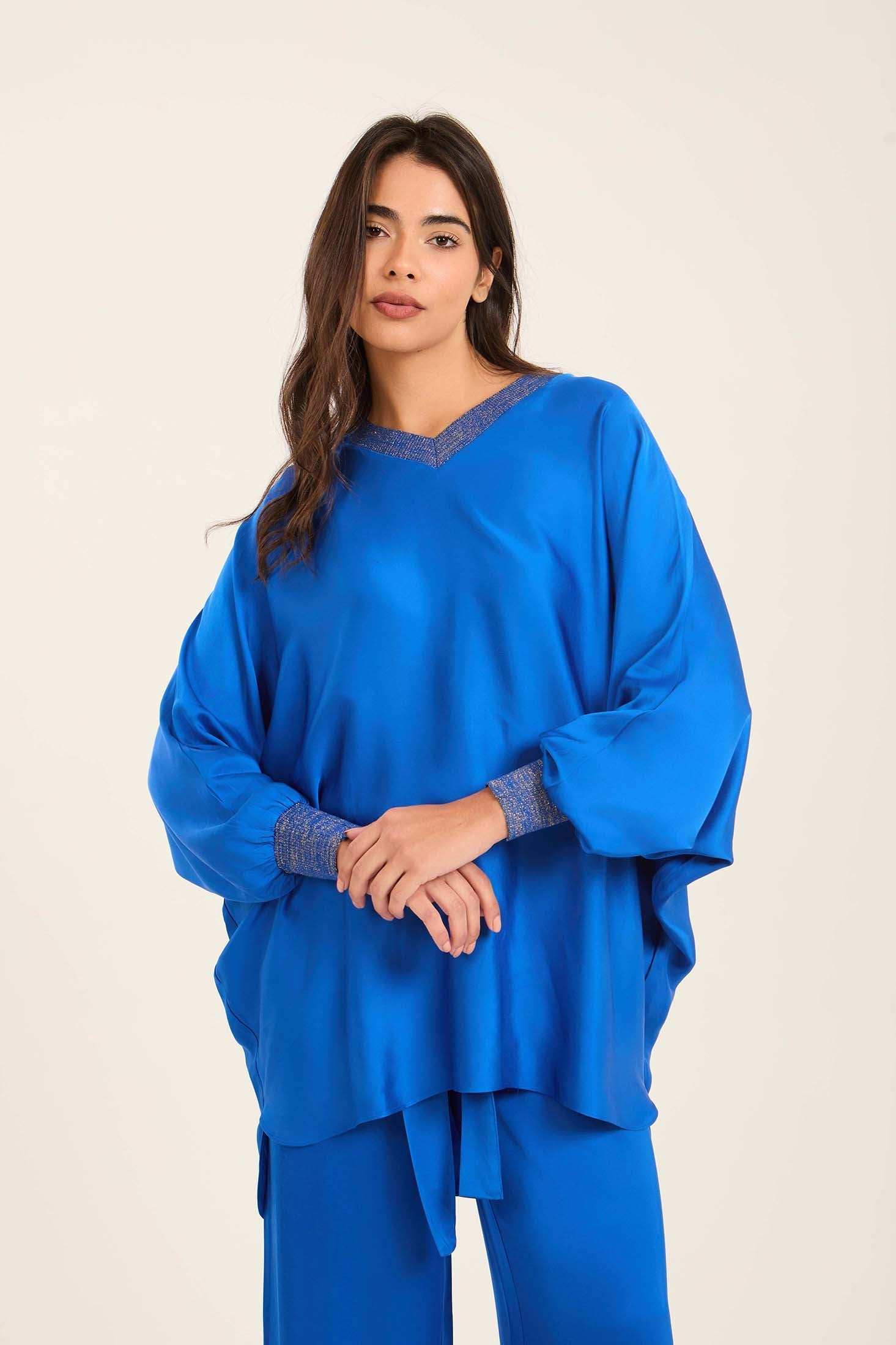 Colorful Ribbed V-Neck Tunic