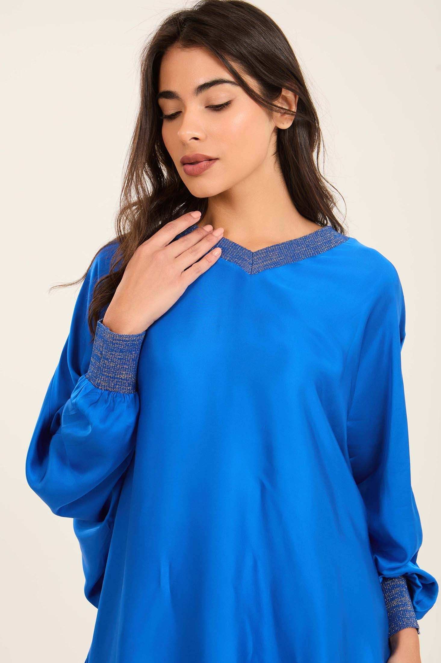 Colorful Ribbed V-Neck Tunic