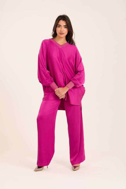 Colorful Ribbed V-Neck Tunic