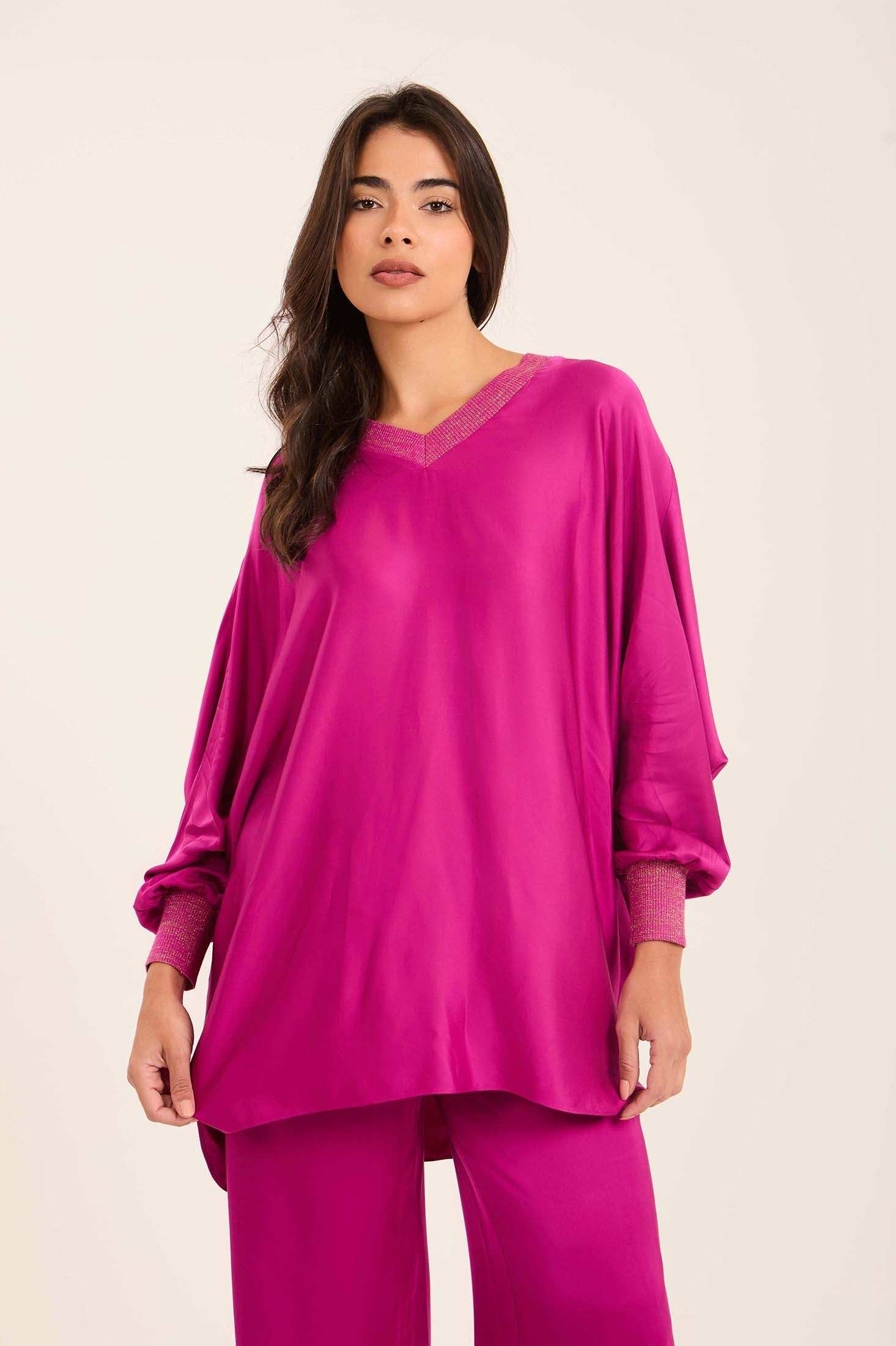 Colorful Ribbed V-Neck Tunic