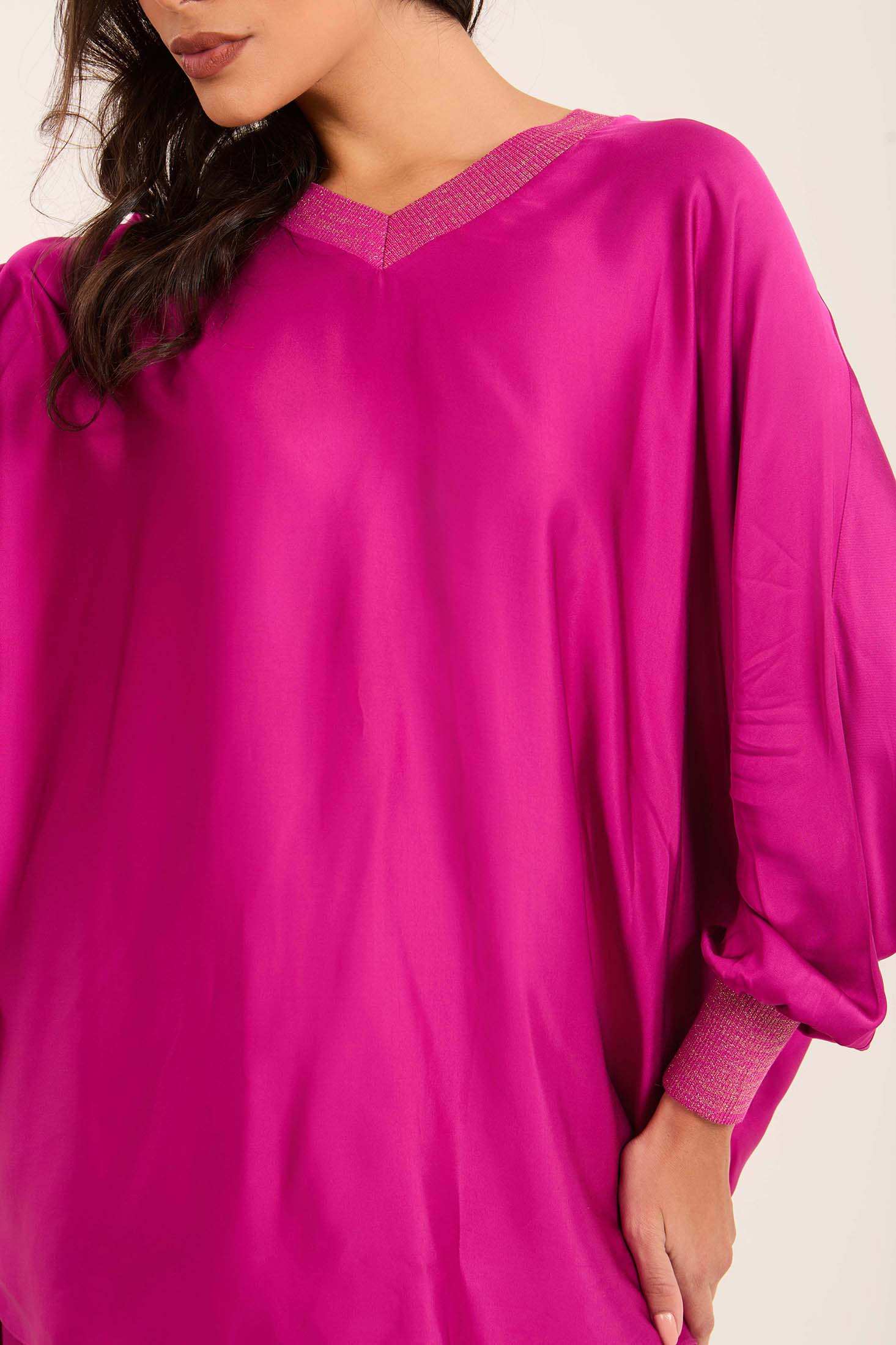 Colorful Ribbed V-Neck Tunic