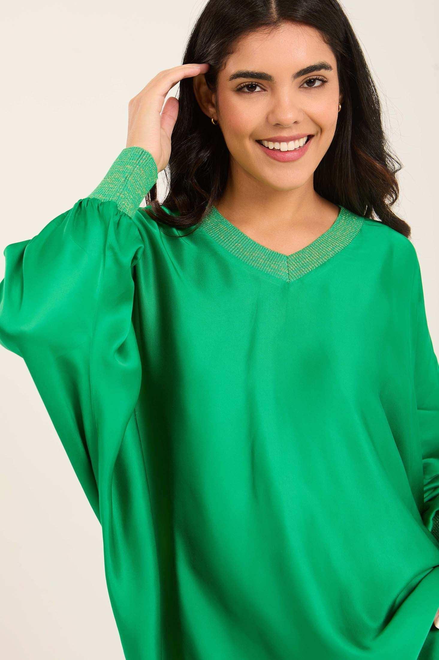 Colorful Ribbed V-Neck Tunic