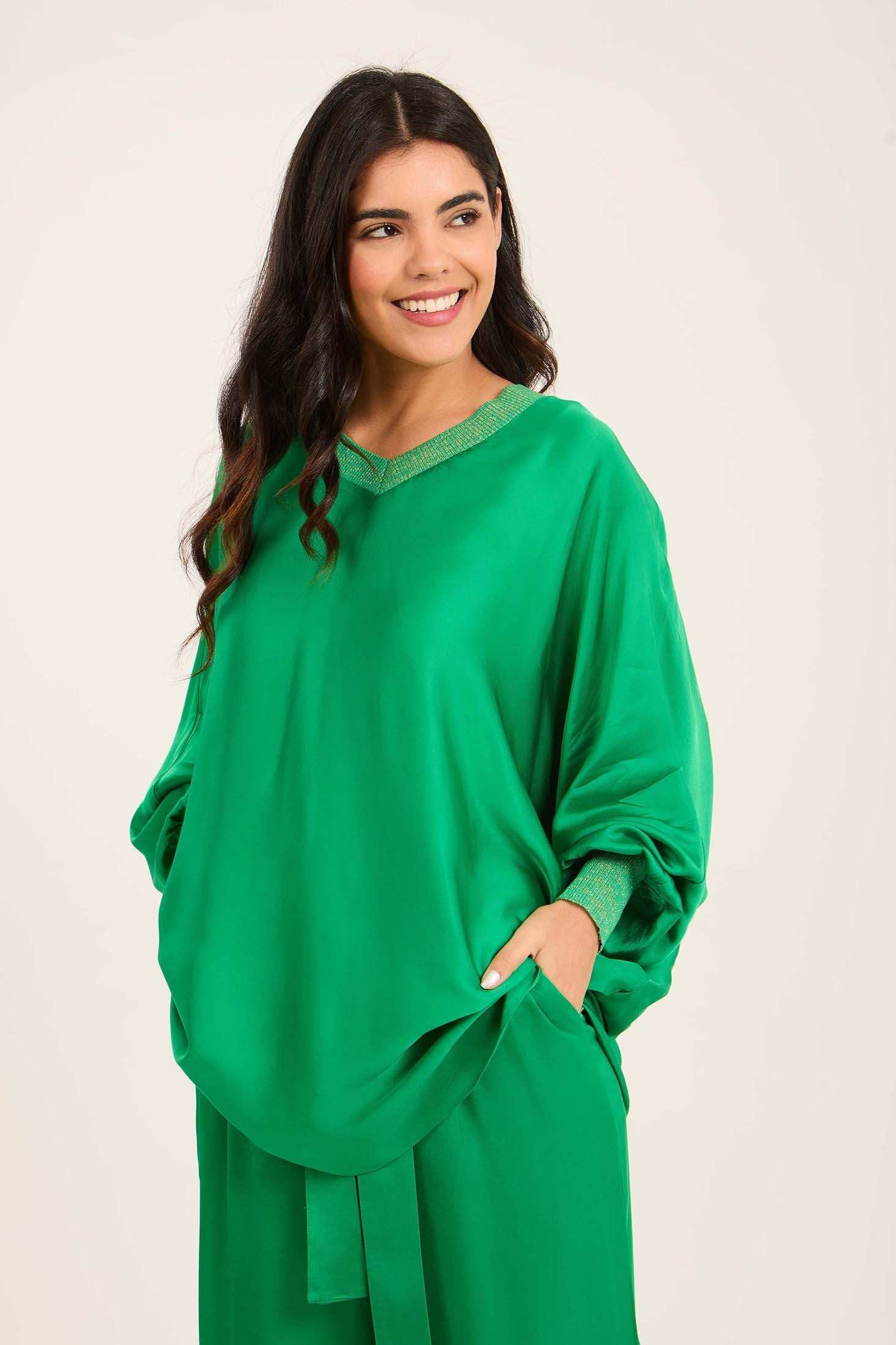 Colorful Ribbed V-Neck Tunic
