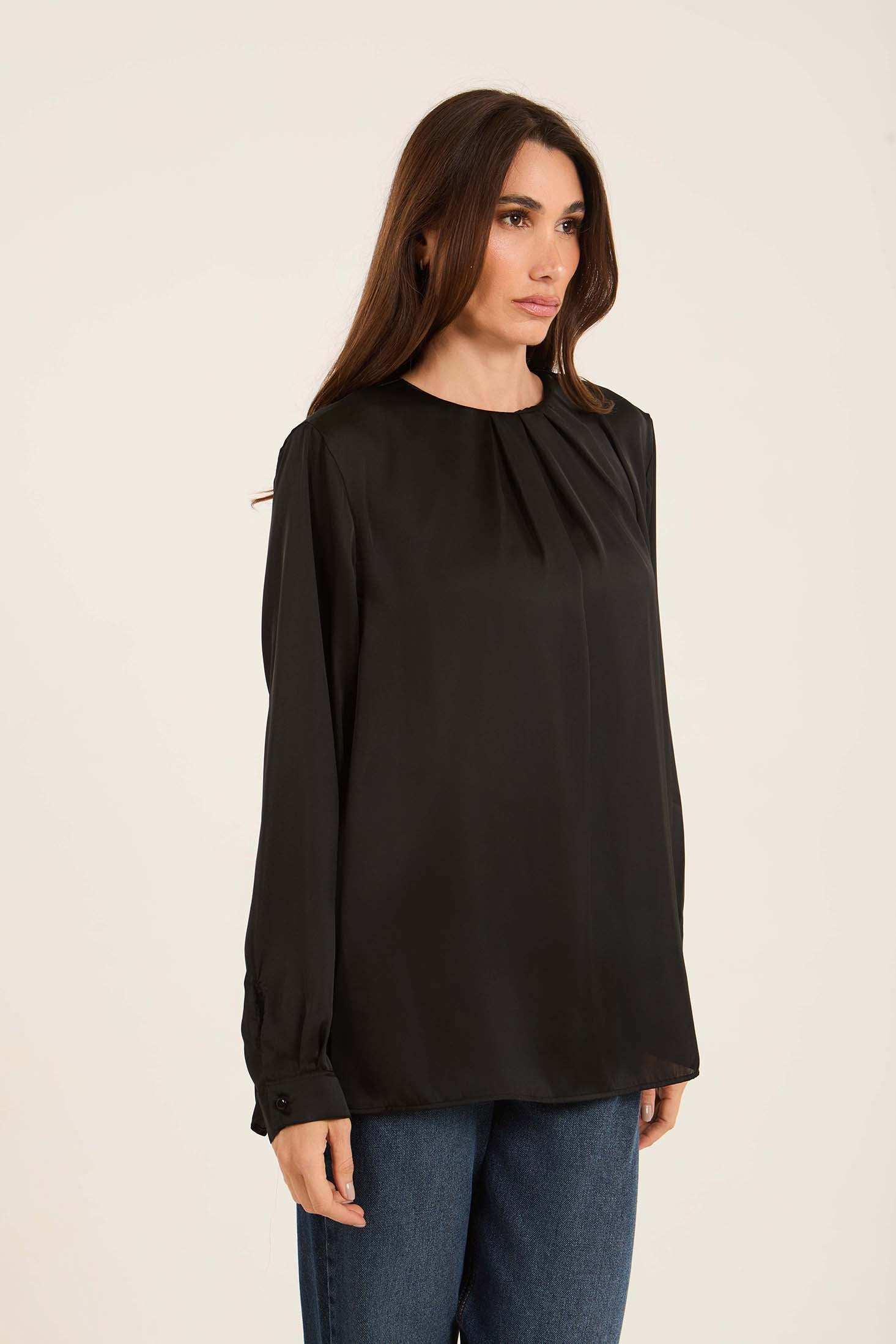 Pleated Satin Blouse