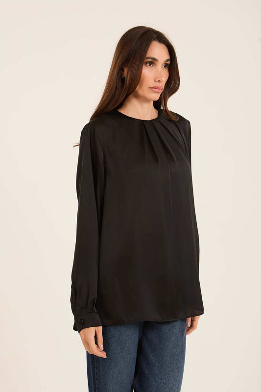 Pleated Satin Blouse