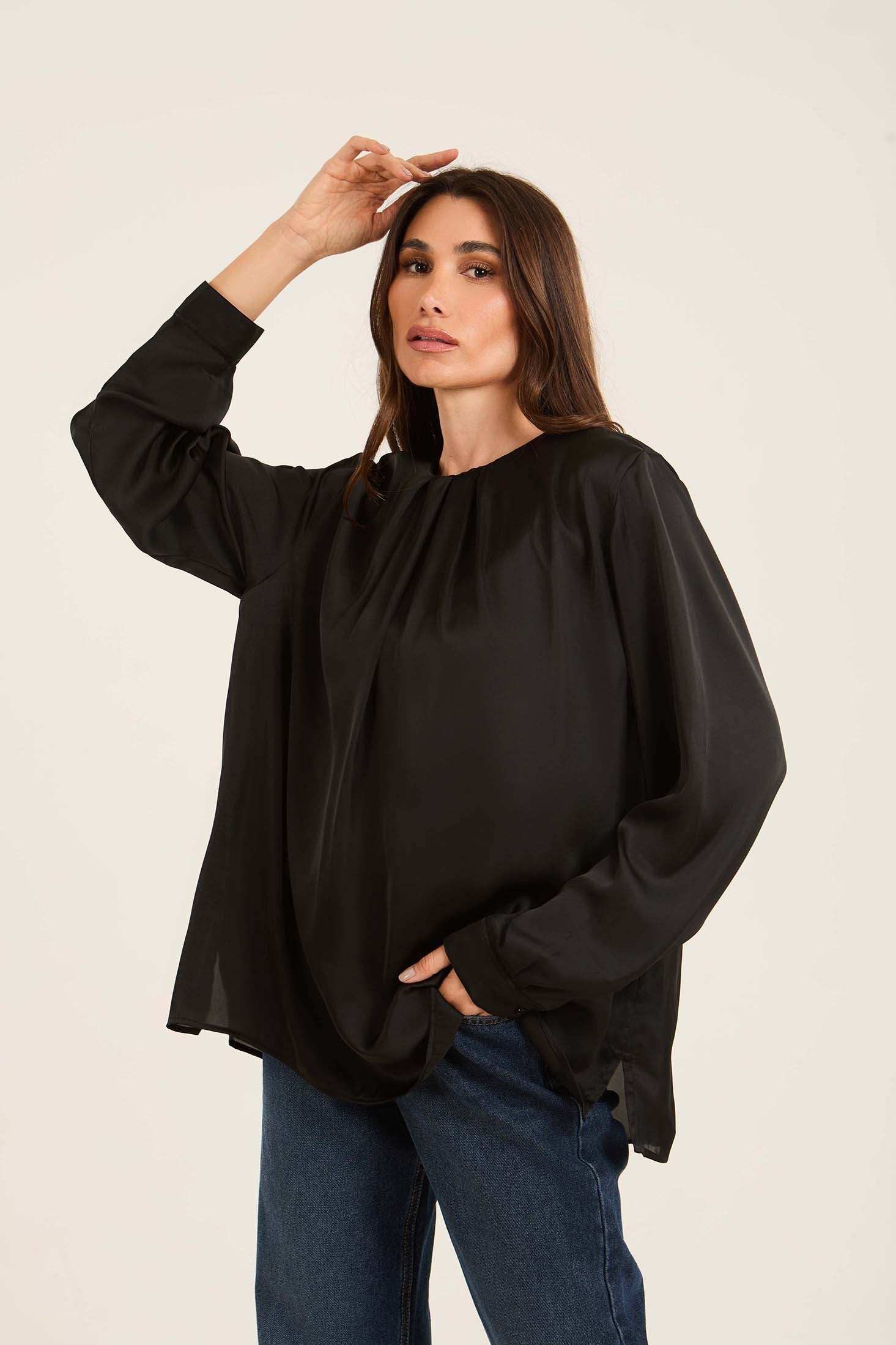 Pleated Satin Blouse