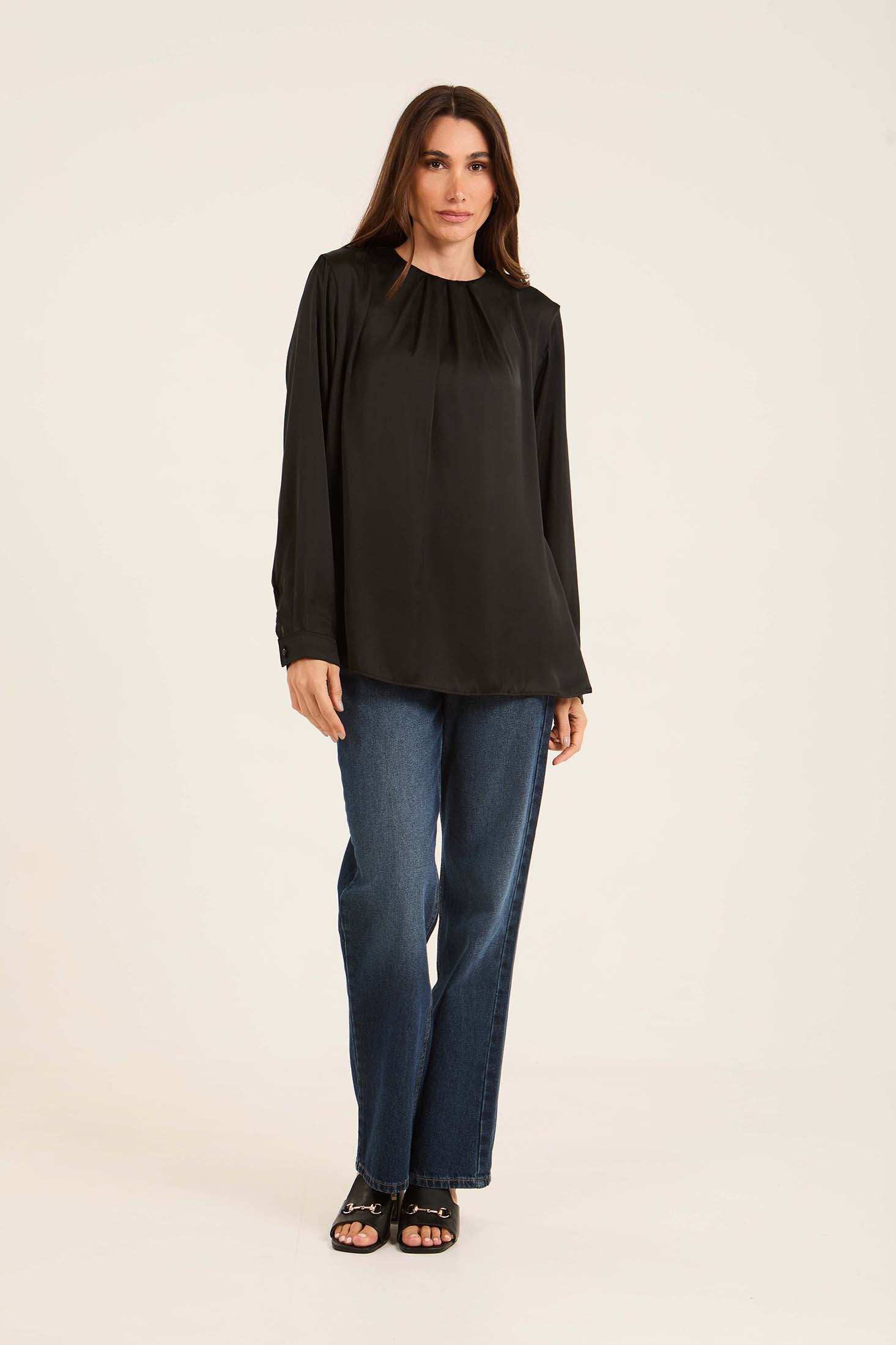 Pleated Satin Blouse