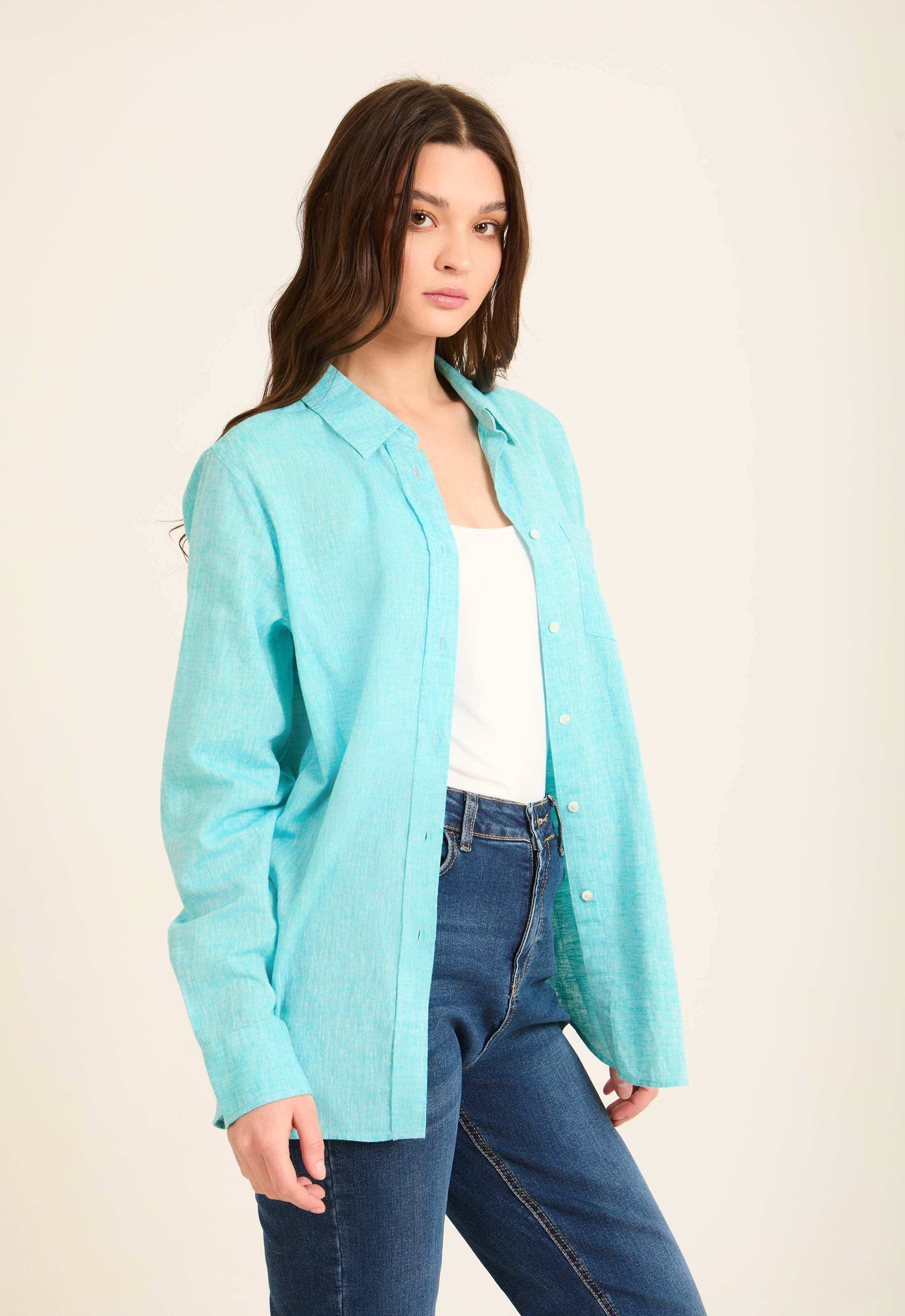 Classic Linen Shirt with Front Pocket