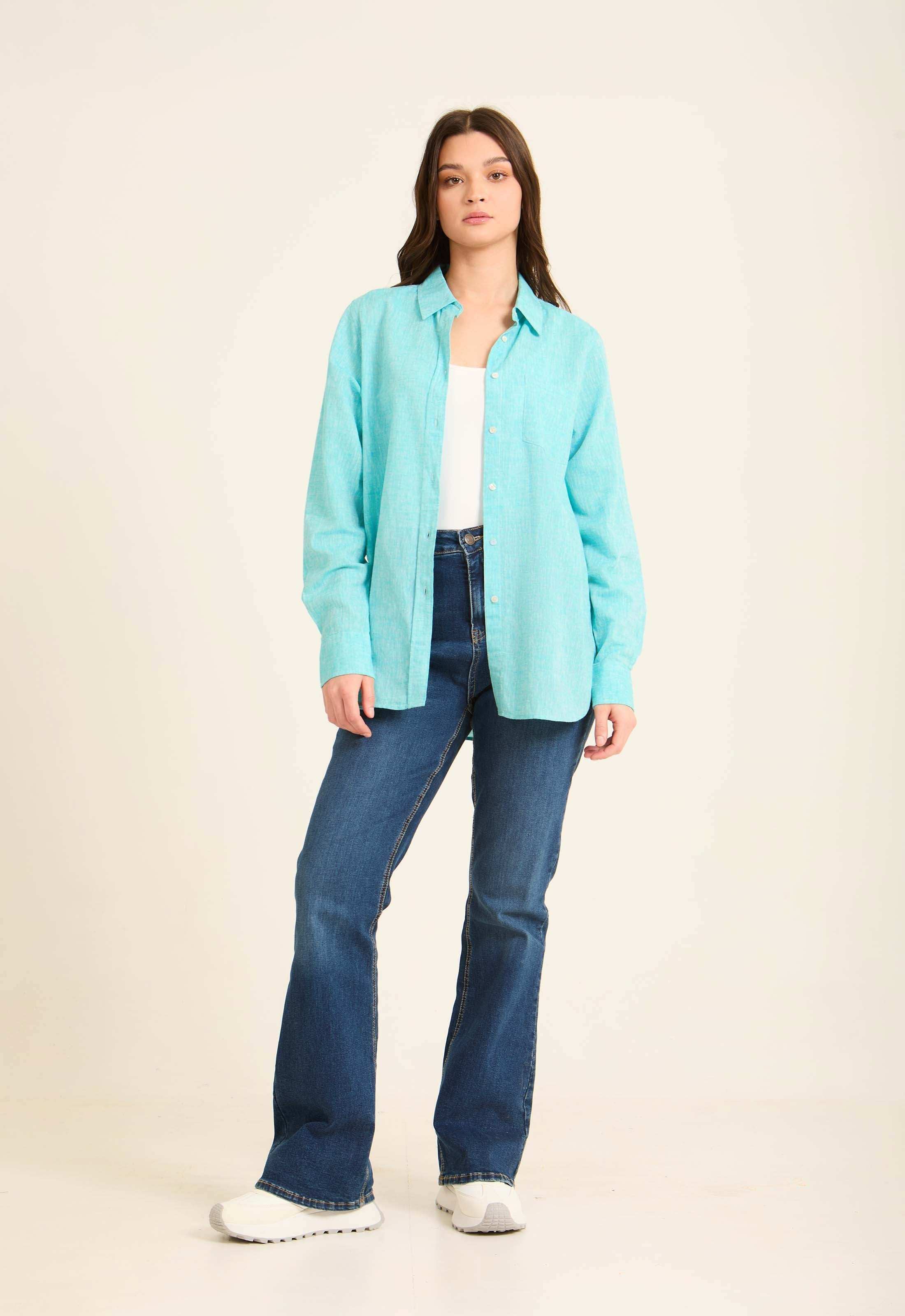 Classic Linen Shirt with Front Pocket