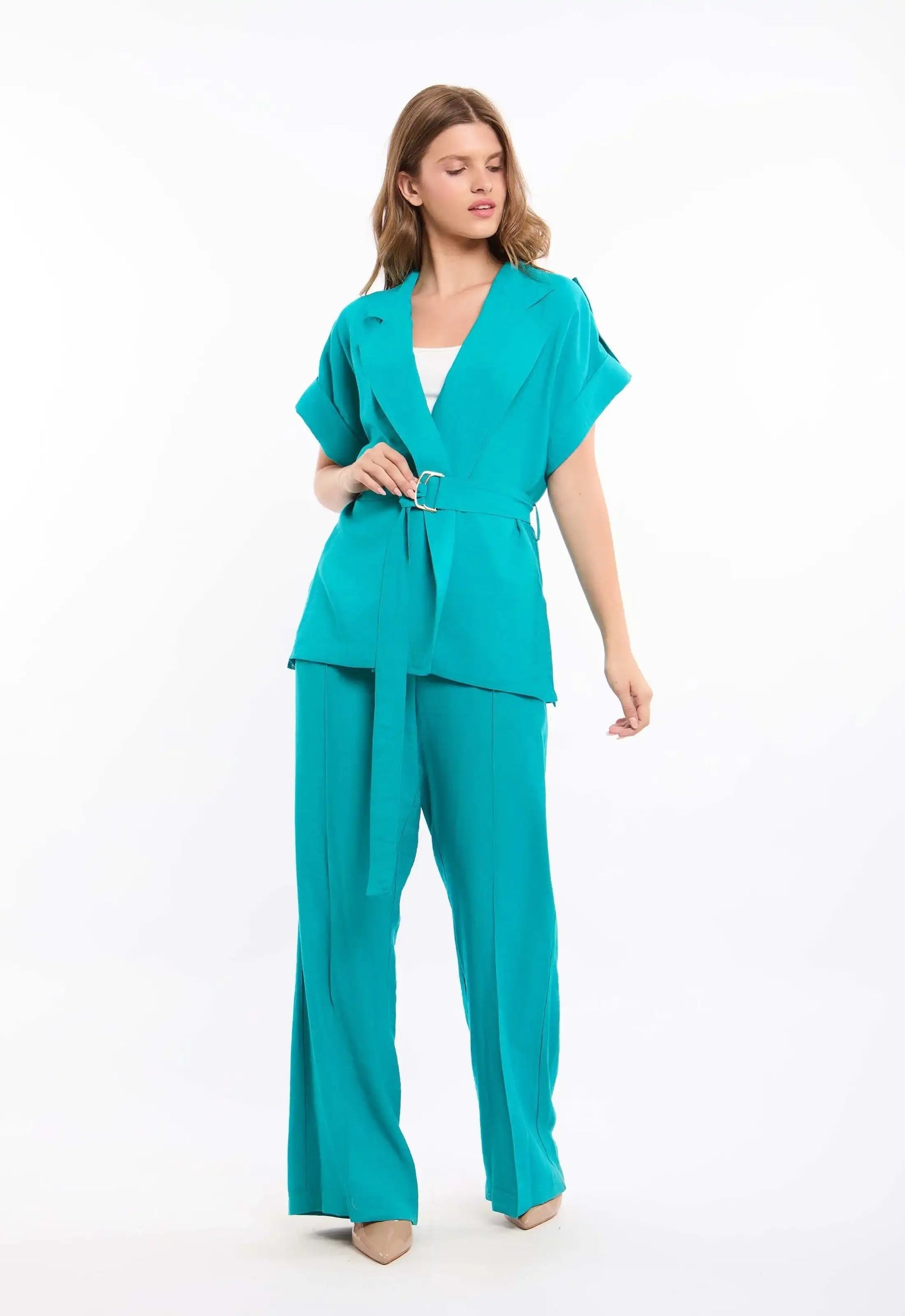 Rayon-Tencel Wide-Leg Pants