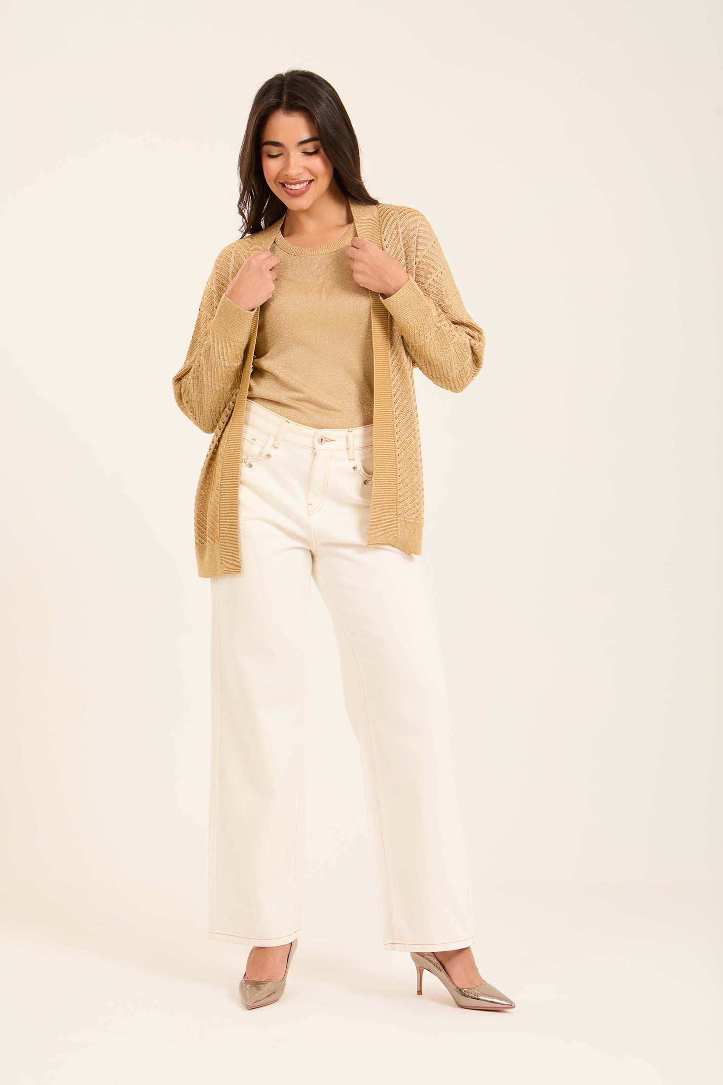 Embellished Cotton Jeans with Tapered Fit