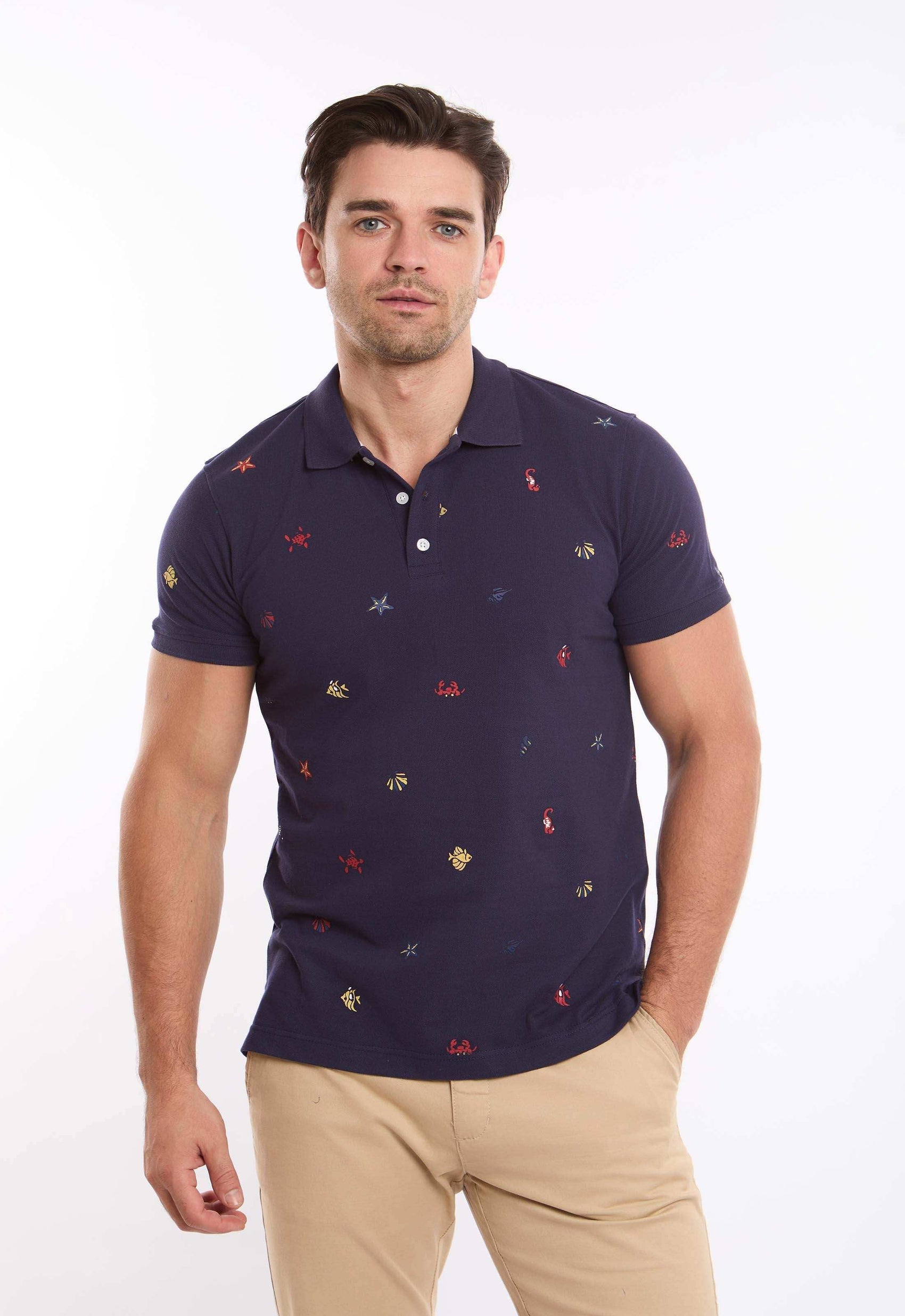 Sea Creatures Prints Casual Polo Shirt