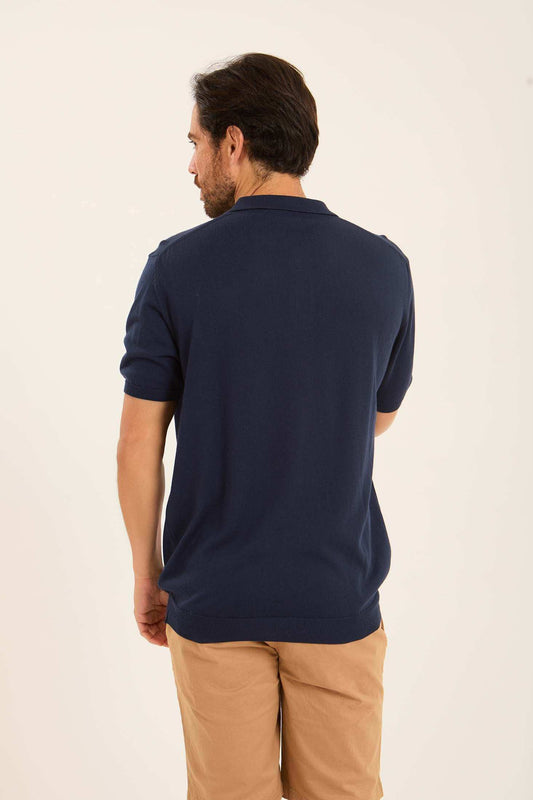 Ribbed Short Sleeves Regular Polo Shirt