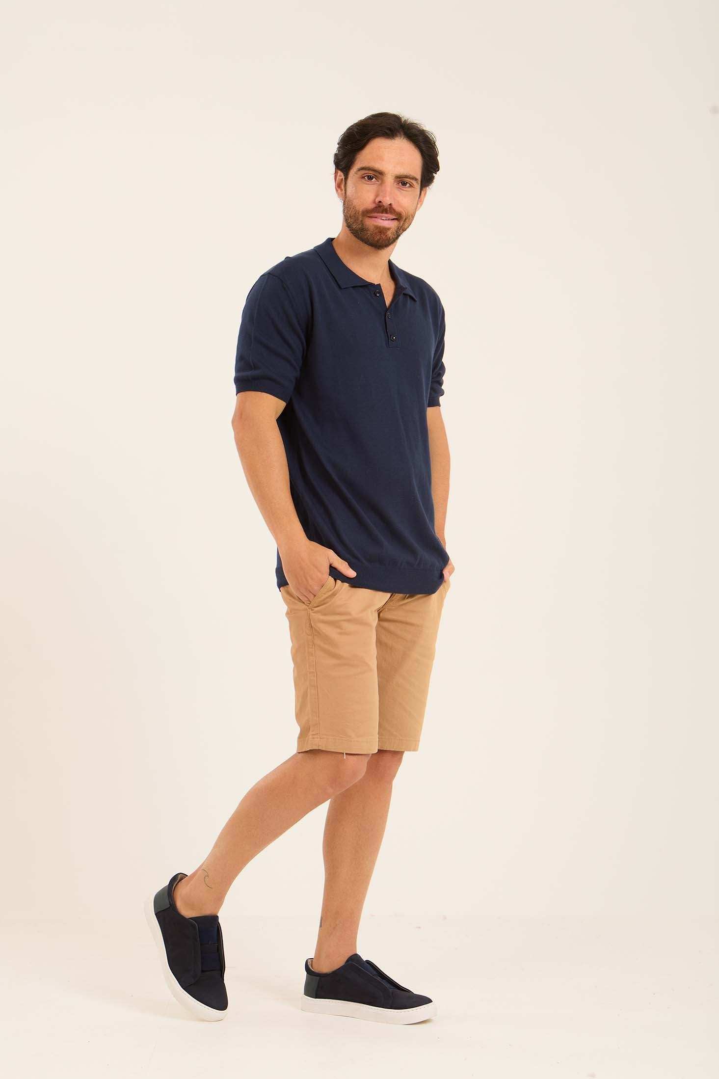Ribbed Short Sleeves Regular Polo Shirt