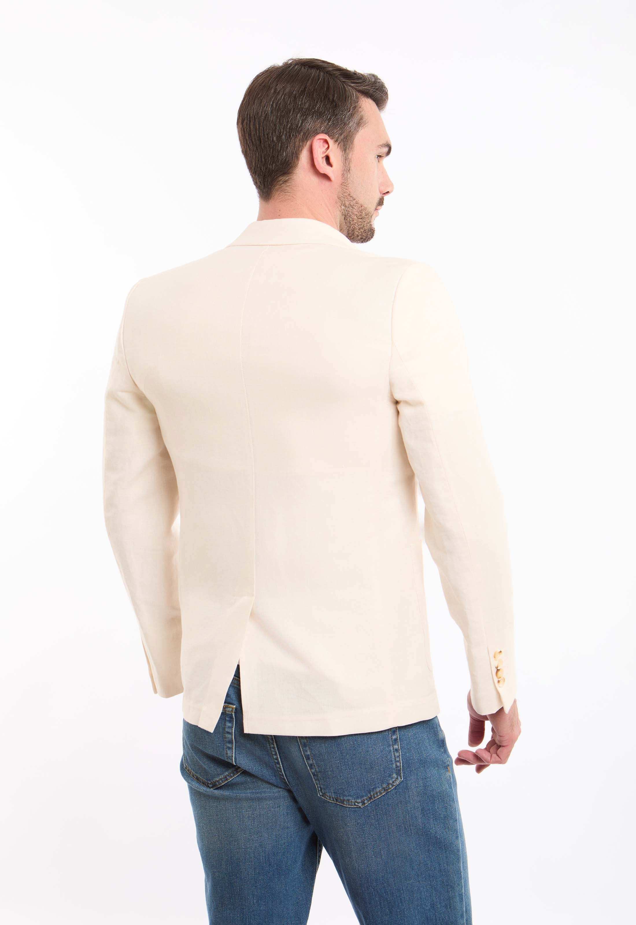 Linen-Cotton Cropped Tailored Blazer