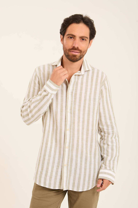 Dual-Tone Striped Long Sleeves Shirt