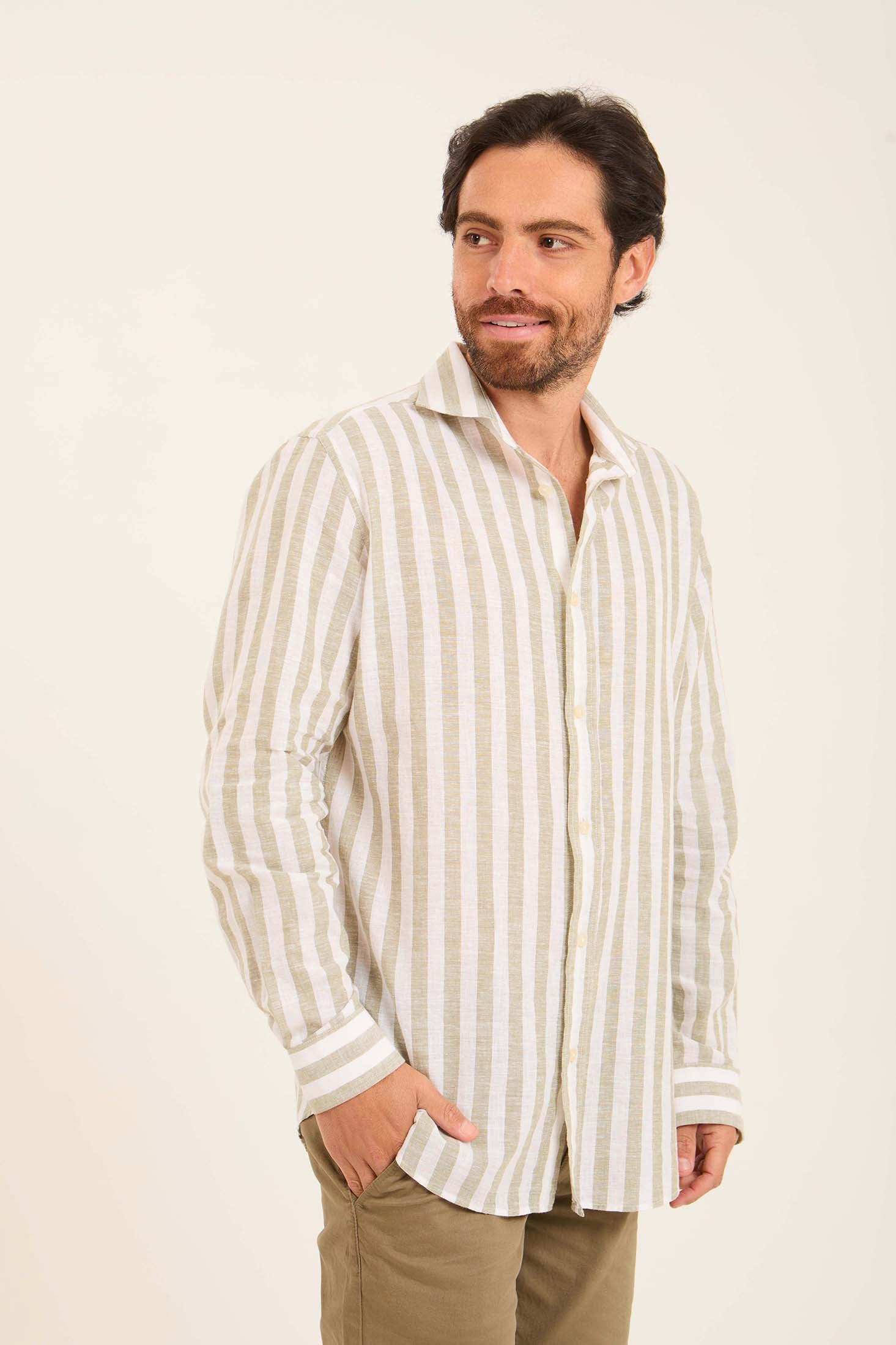 Dual-Tone Striped Long Sleeves Shirt