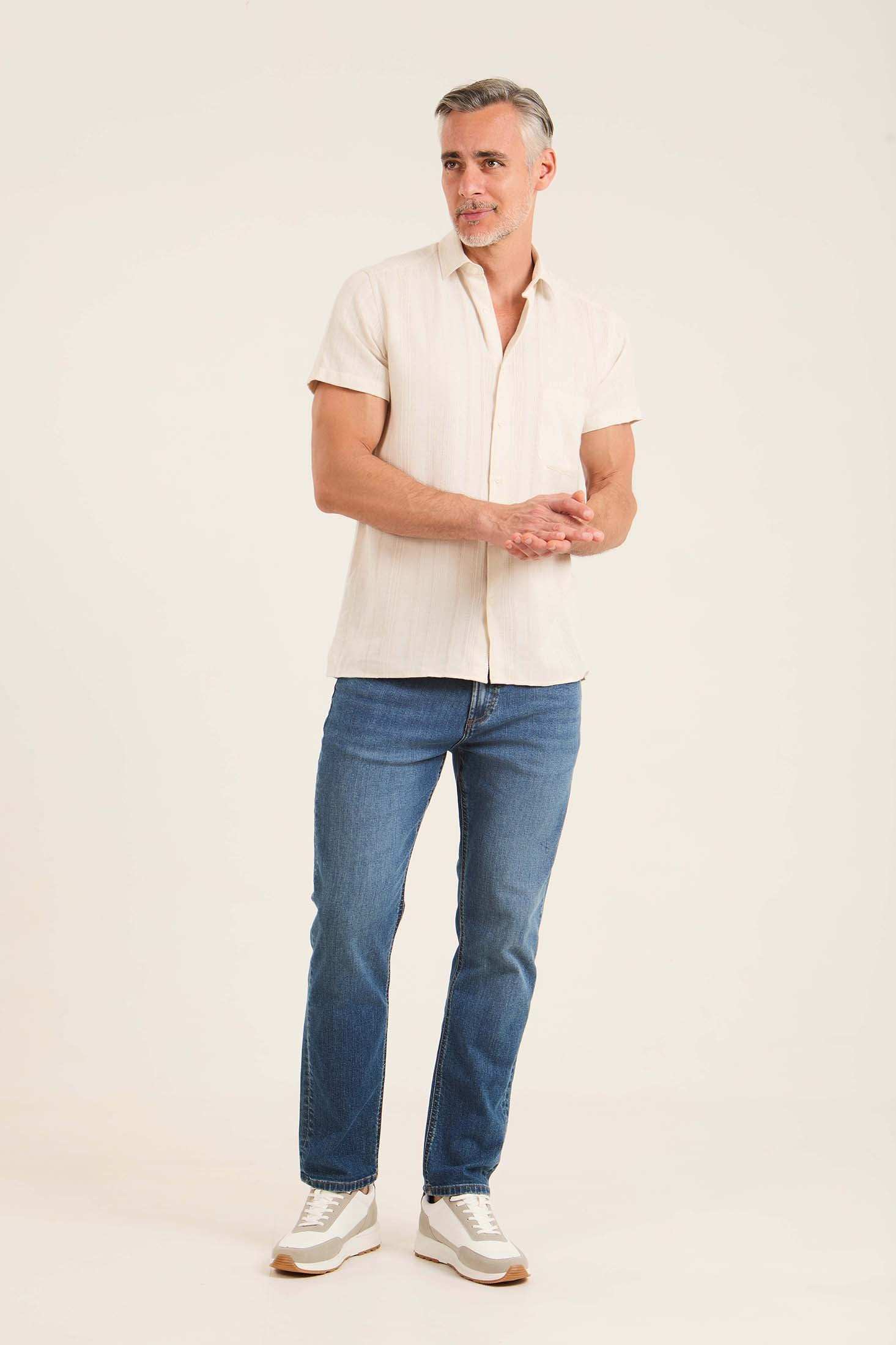 Short Sleeves Buttoned Striped Shirt