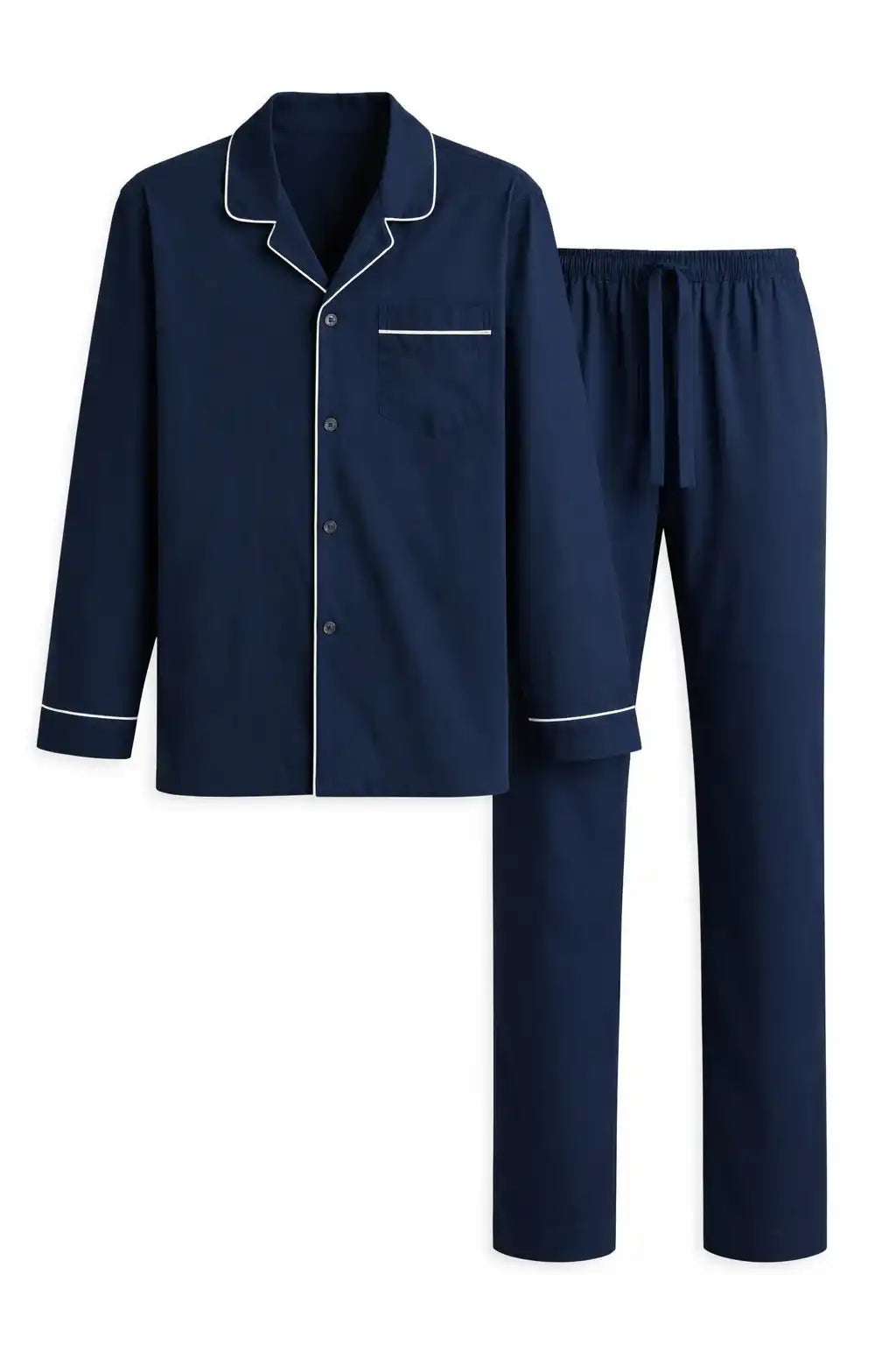 Solid Classic Pajama Set with Pockets