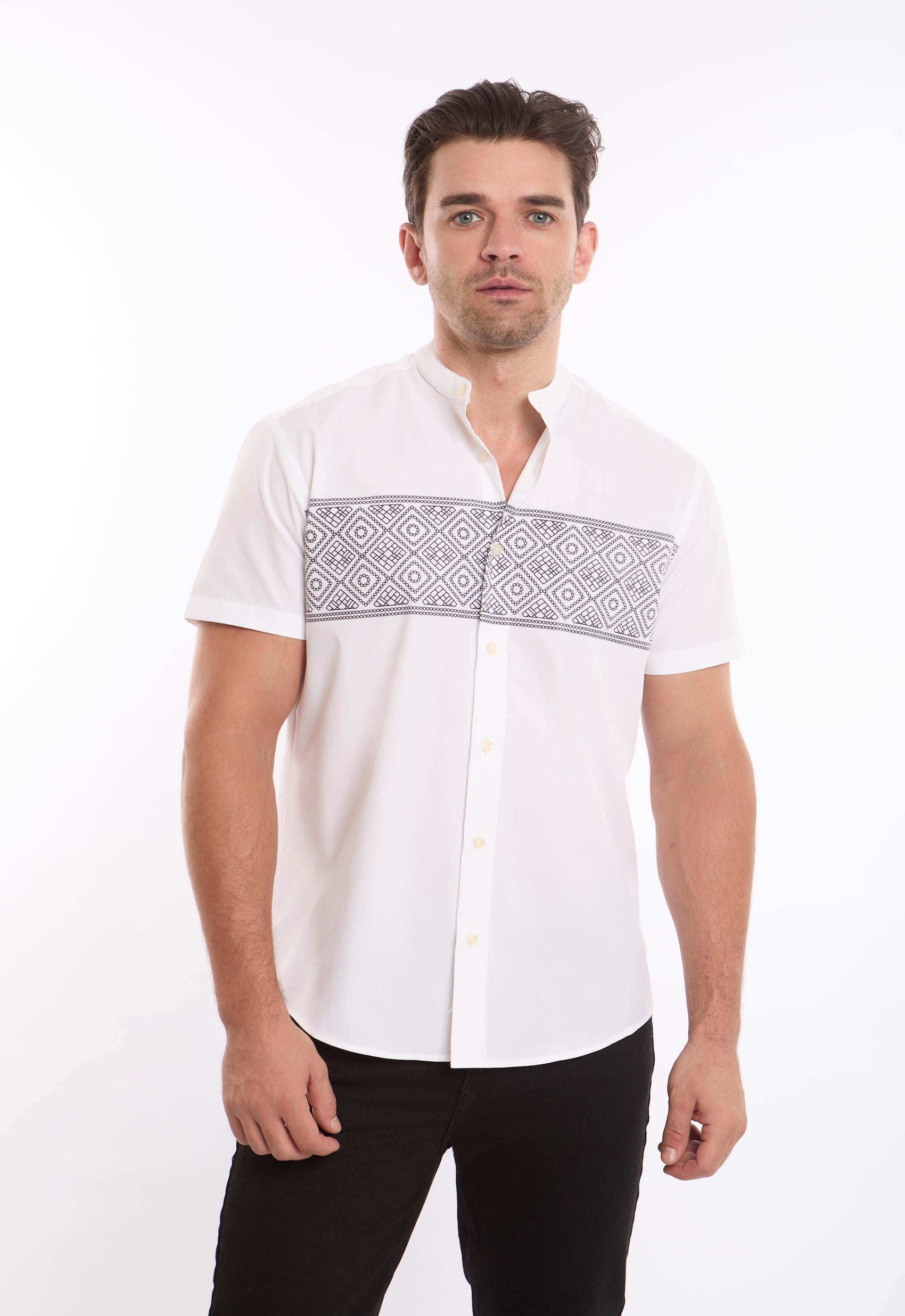 Short Sleeves Summer Shirt with Front Pattern