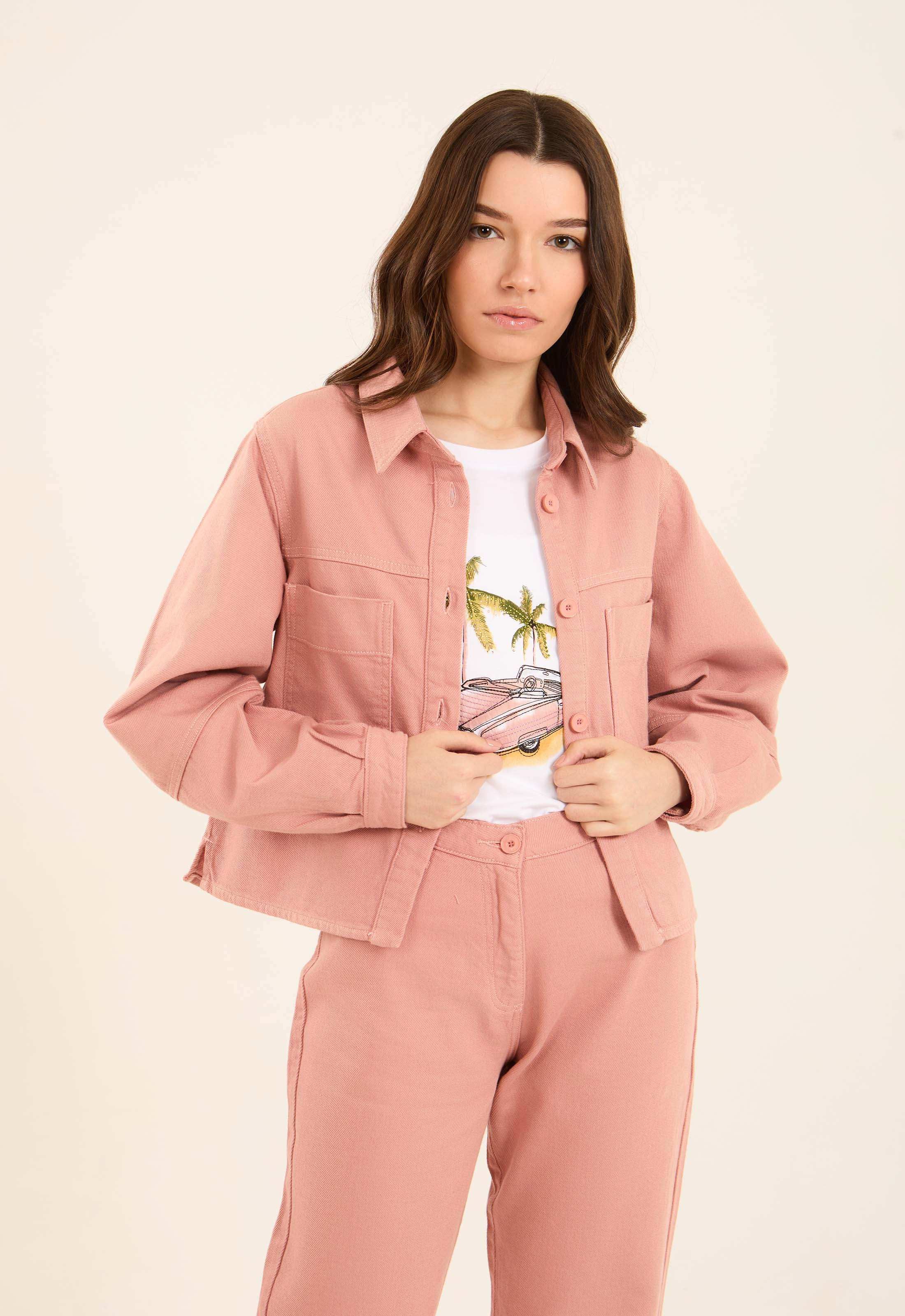 Tailored Cotton Jacket with Buttoned Cuffs