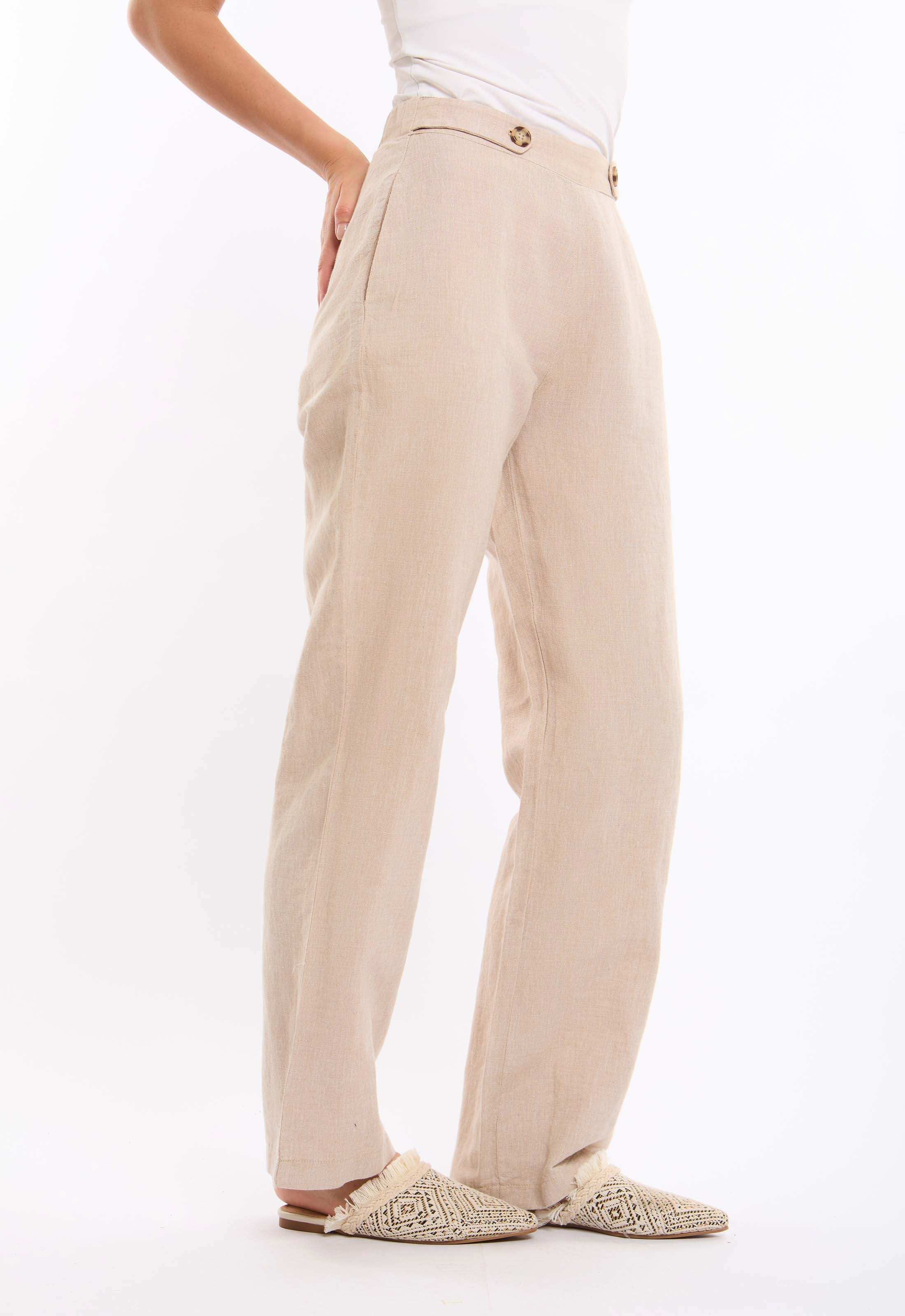 Cotton-Linen Straight Pants
