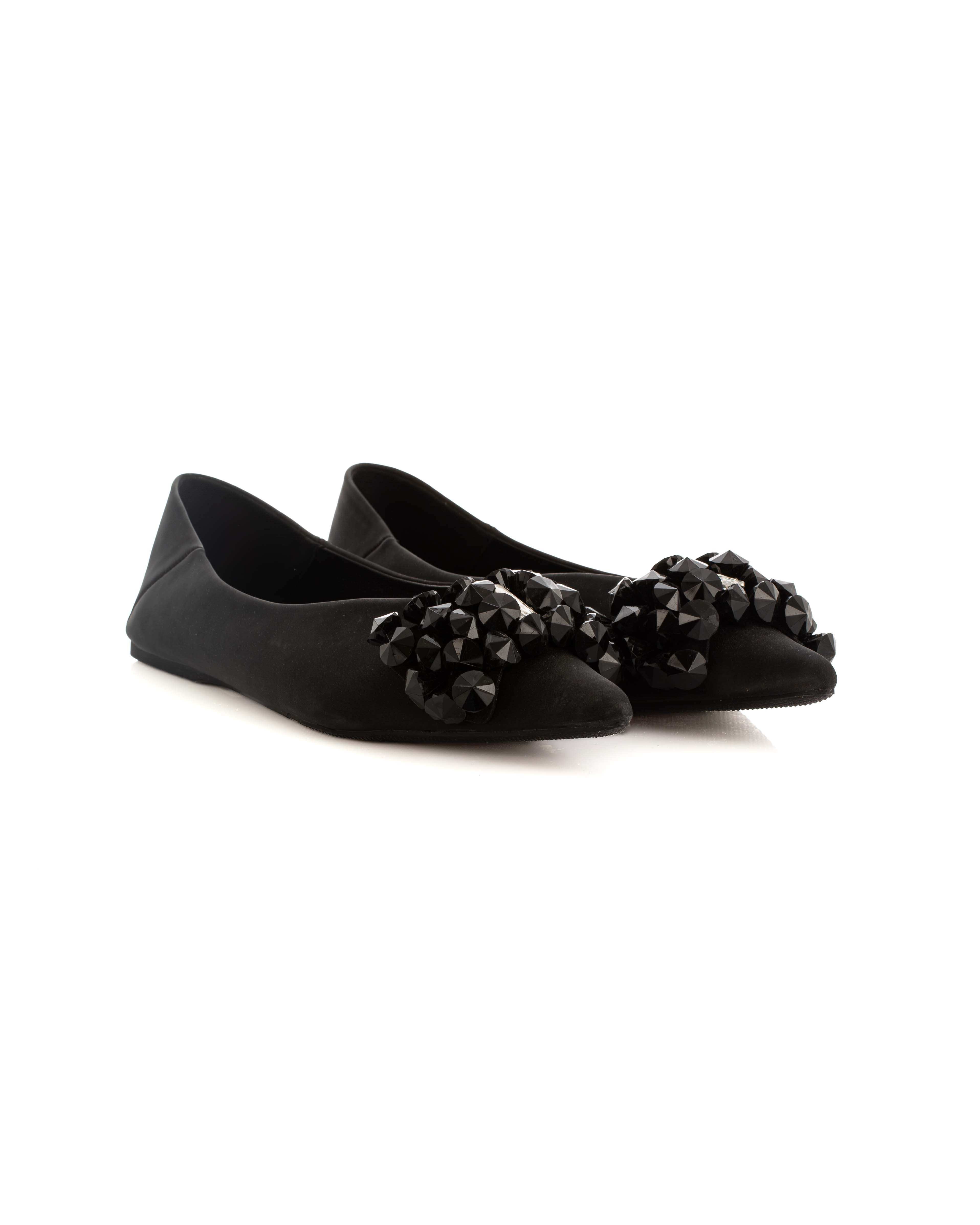 Satin Flats with Gem Cluster Design