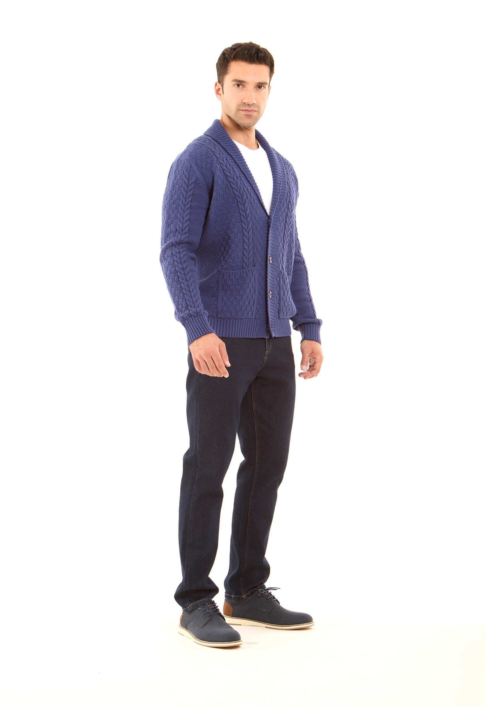 Regular Fit Braided Knit Winter Cardigan