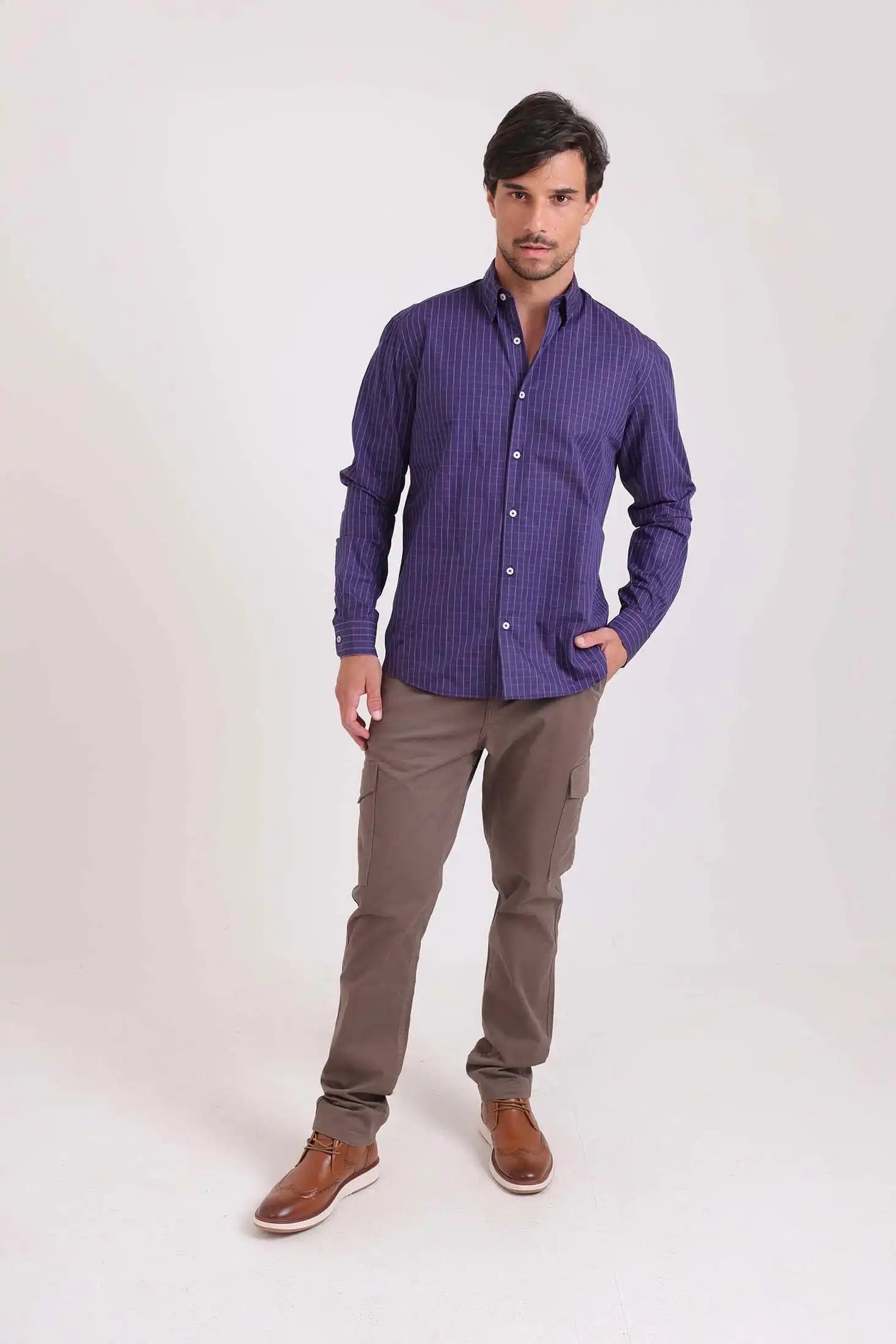 Long Sleeves Checkered Buttoned Shirt